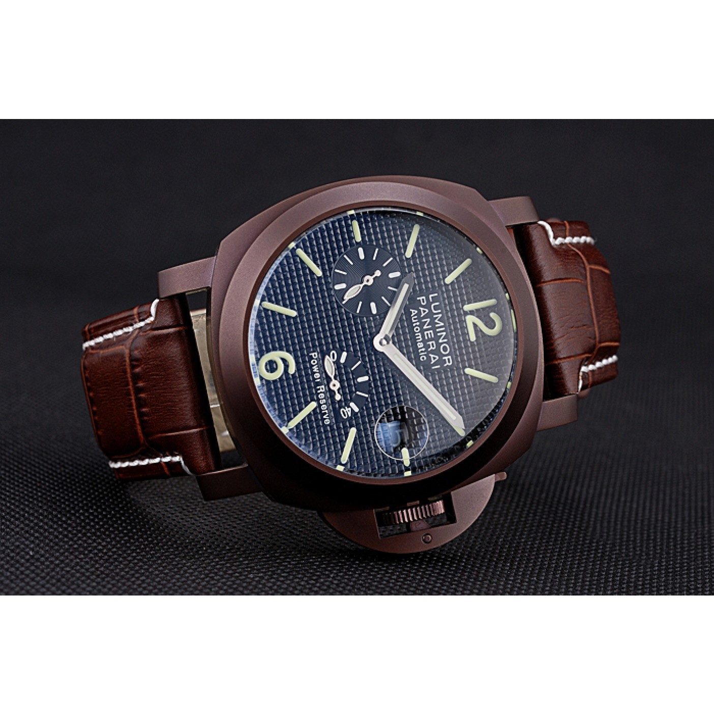 MiroTime Panerai Luminor Brown Leather Strap Black Dial 80165