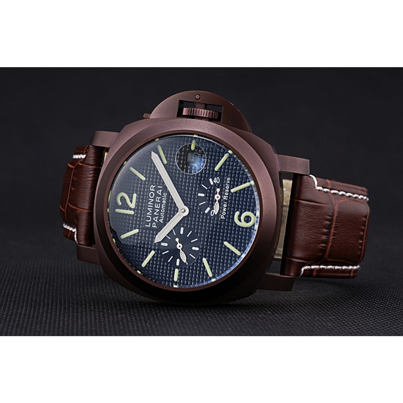 MiroTime Panerai Luminor Brown Leather Strap Black Dial 80165