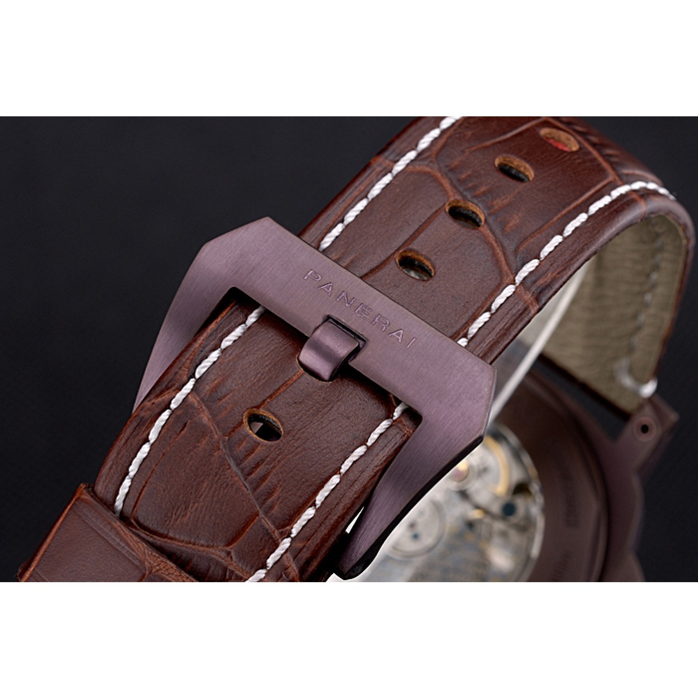 MiroTime Panerai Luminor Brown Leather Strap Black Dial 80165