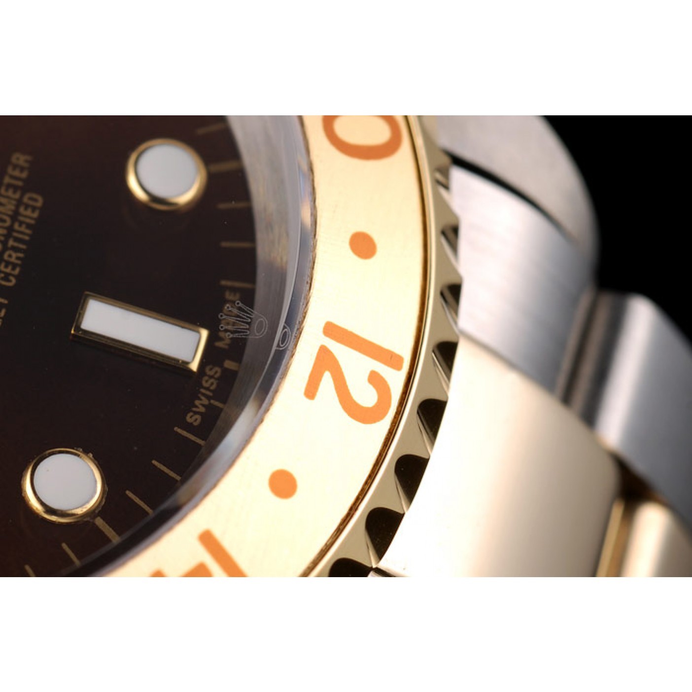 MiroTime Rolex GMT Master II Gold Colored Ceramic Bezel Brown Dial Watch