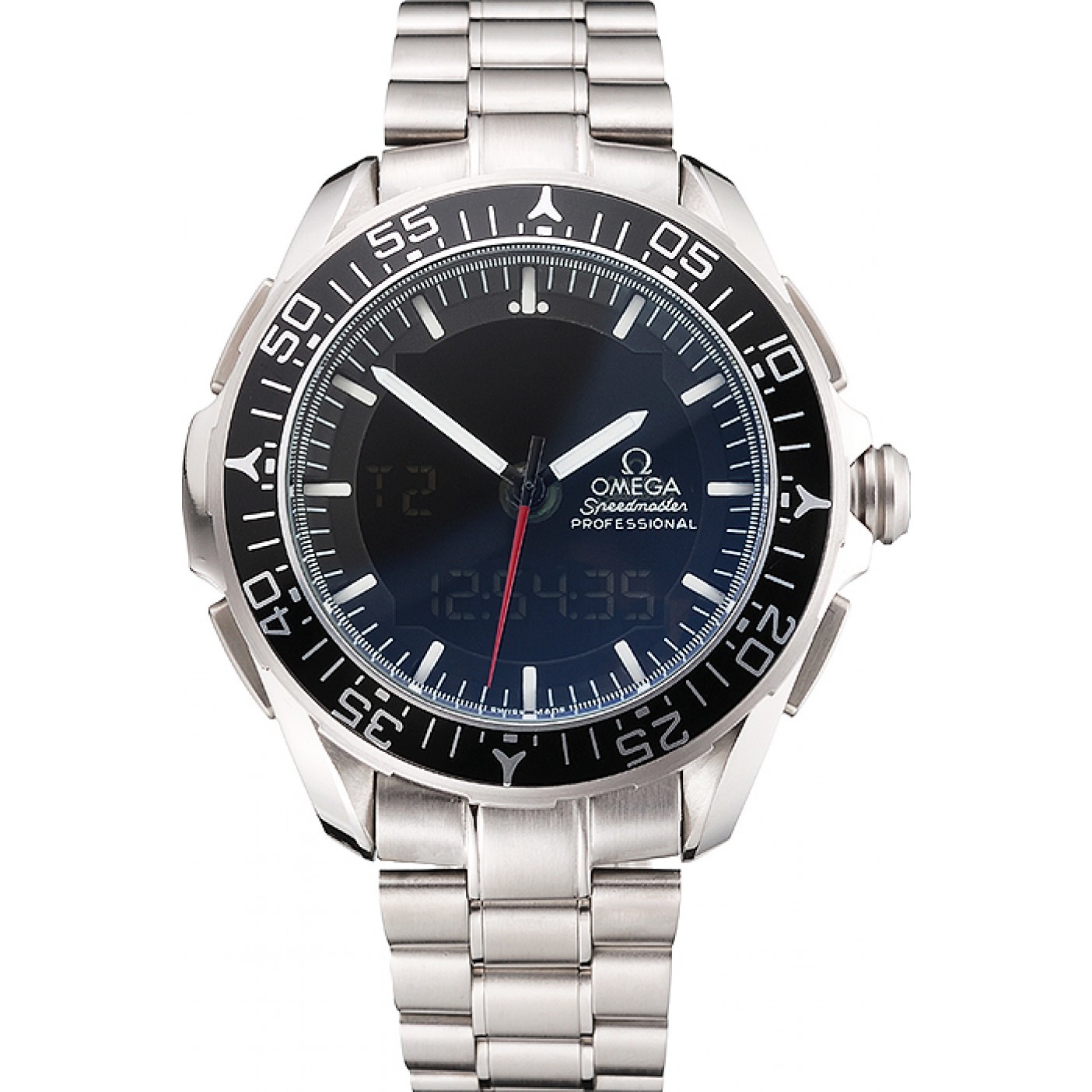 MiroTime Omega Speedmaster Skywalker X-33 Black Dial White On Black Bezel Stainless Steel Case And Bracelet