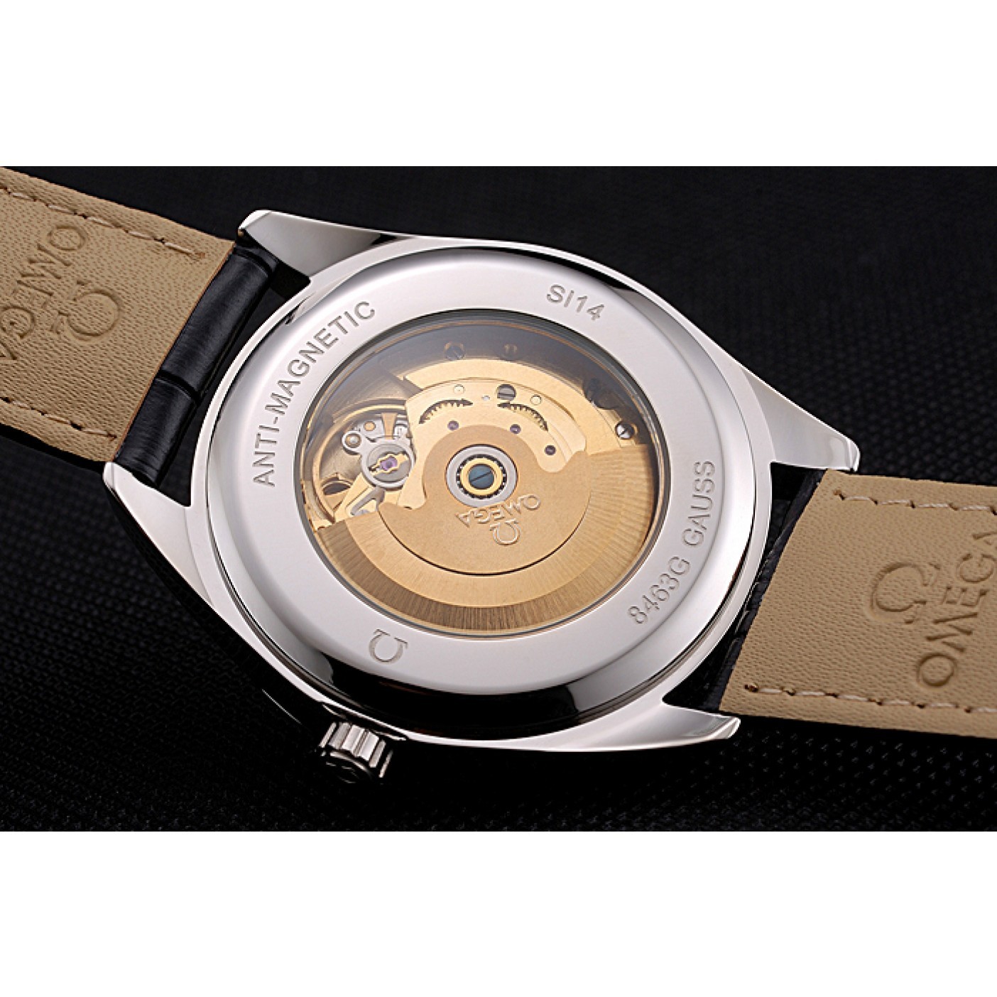 MiroTime Omega Tresor Master Co-Axial Black Dial Stainless Steel Case Black Leather Strap