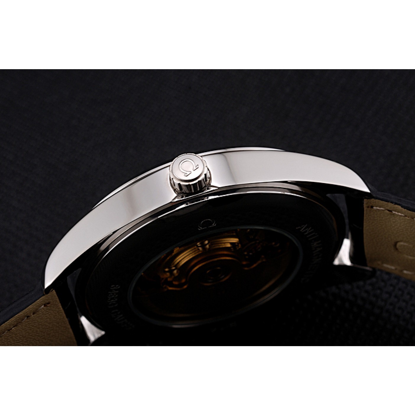 MiroTime Omega Tresor Master Co-Axial Black Dial Stainless Steel Case Black Leather Strap