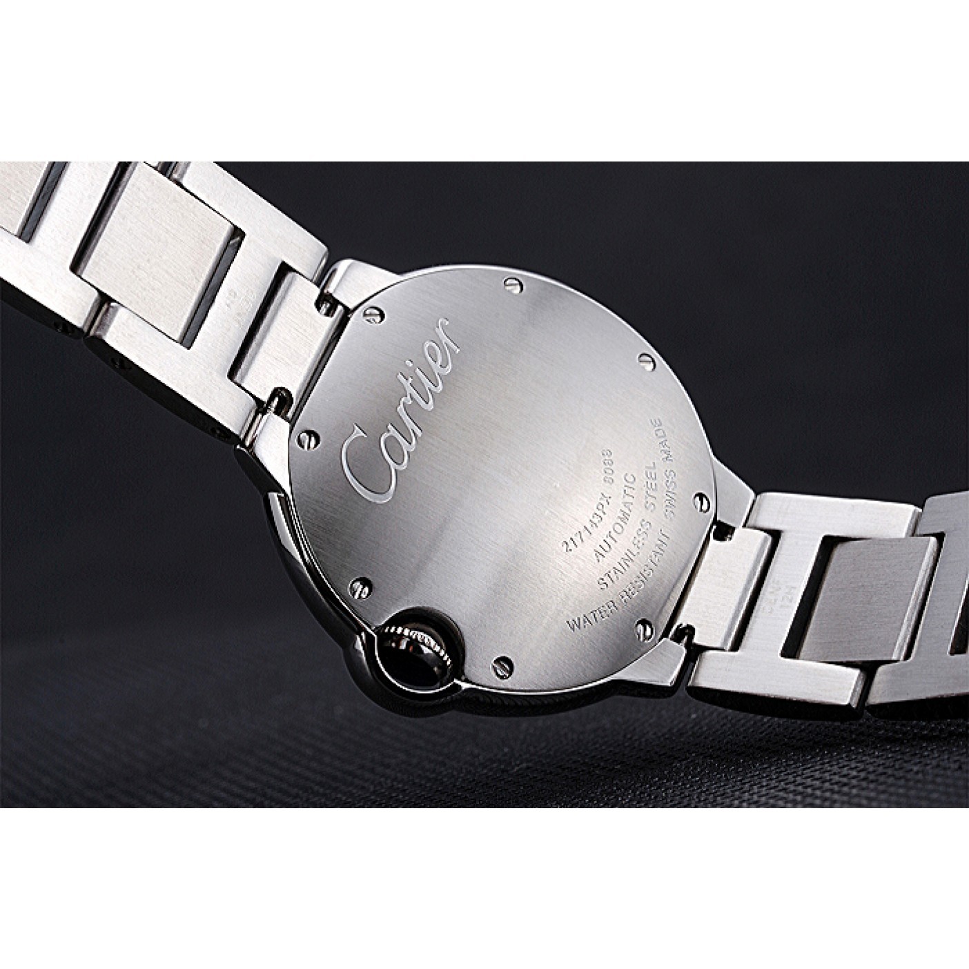 MiroTime Swiss Cartier Ballon Bleu Silver Dial Diamond Case Stainless Steel Bracelet