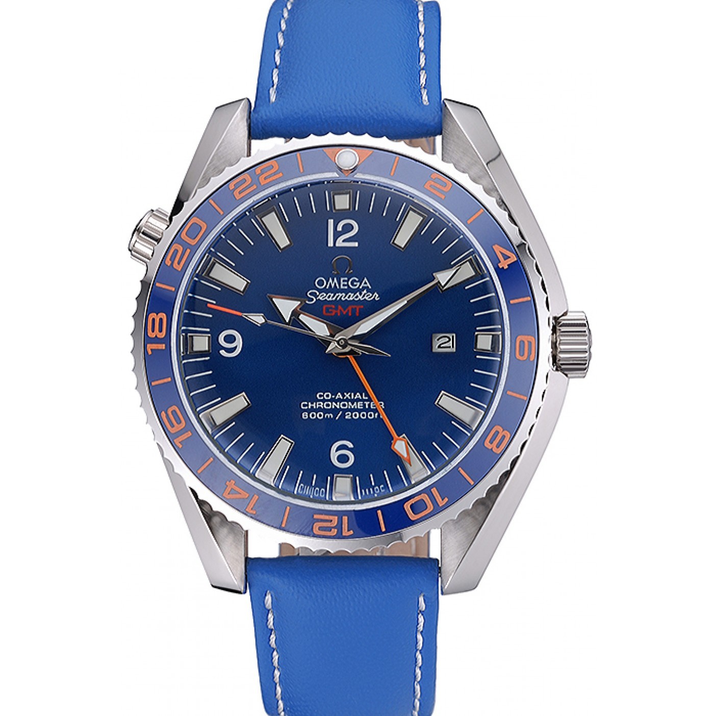 MiroTime Omega Seamaster Planet Ocean GMT Blue Dial Blue Leather Band 622394