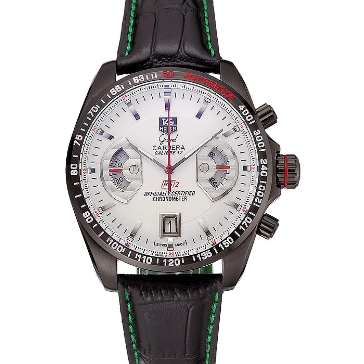 MiroTime Tag Heuer Carrera Black Stainless Steel Case White Dial 98246