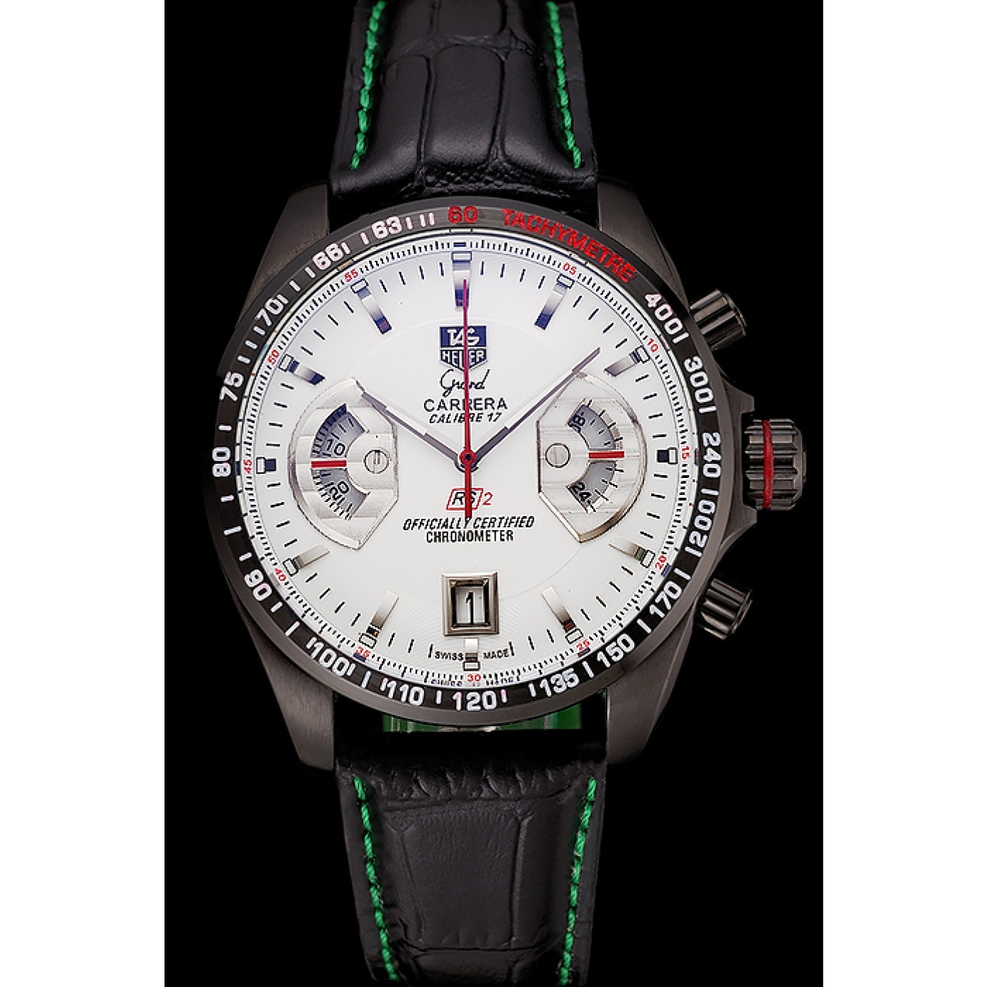 MiroTime Tag Heuer Carrera Black Stainless Steel Case White Dial 98246