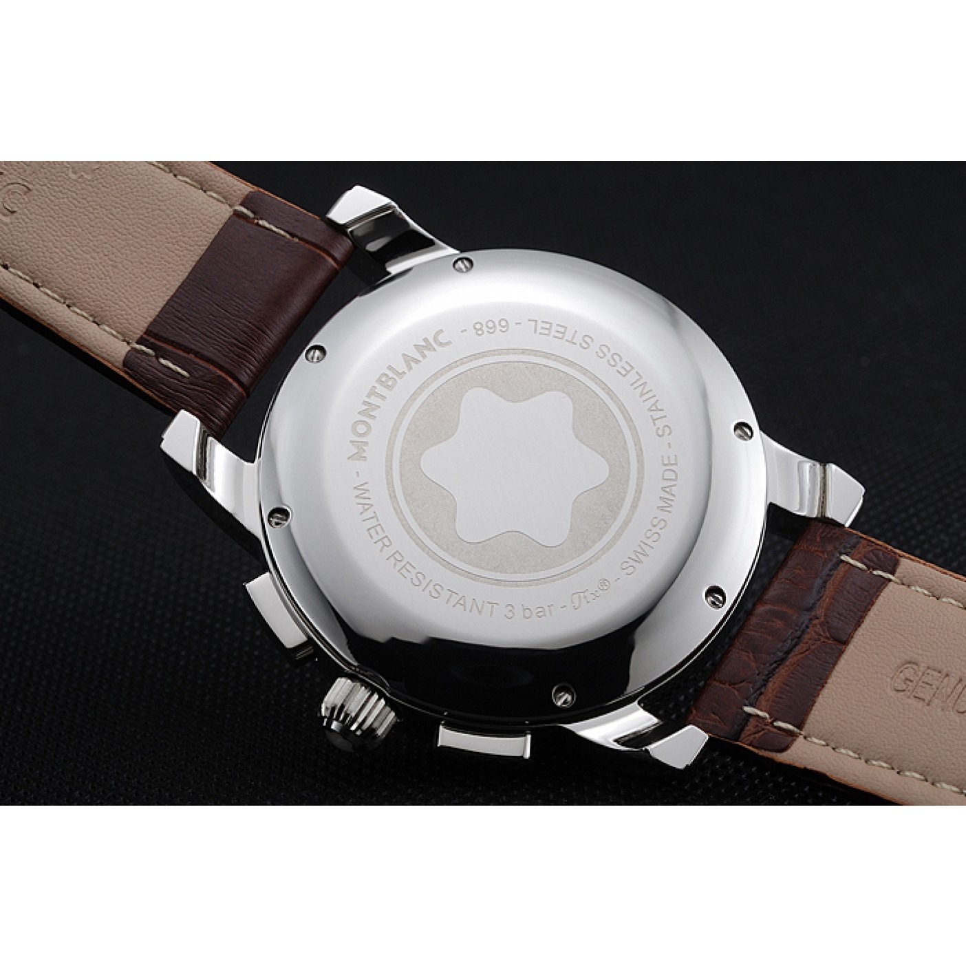 MiroTime Montblanc Twinfly Chronograph White Dial Brown Leather Bracelet 1454117