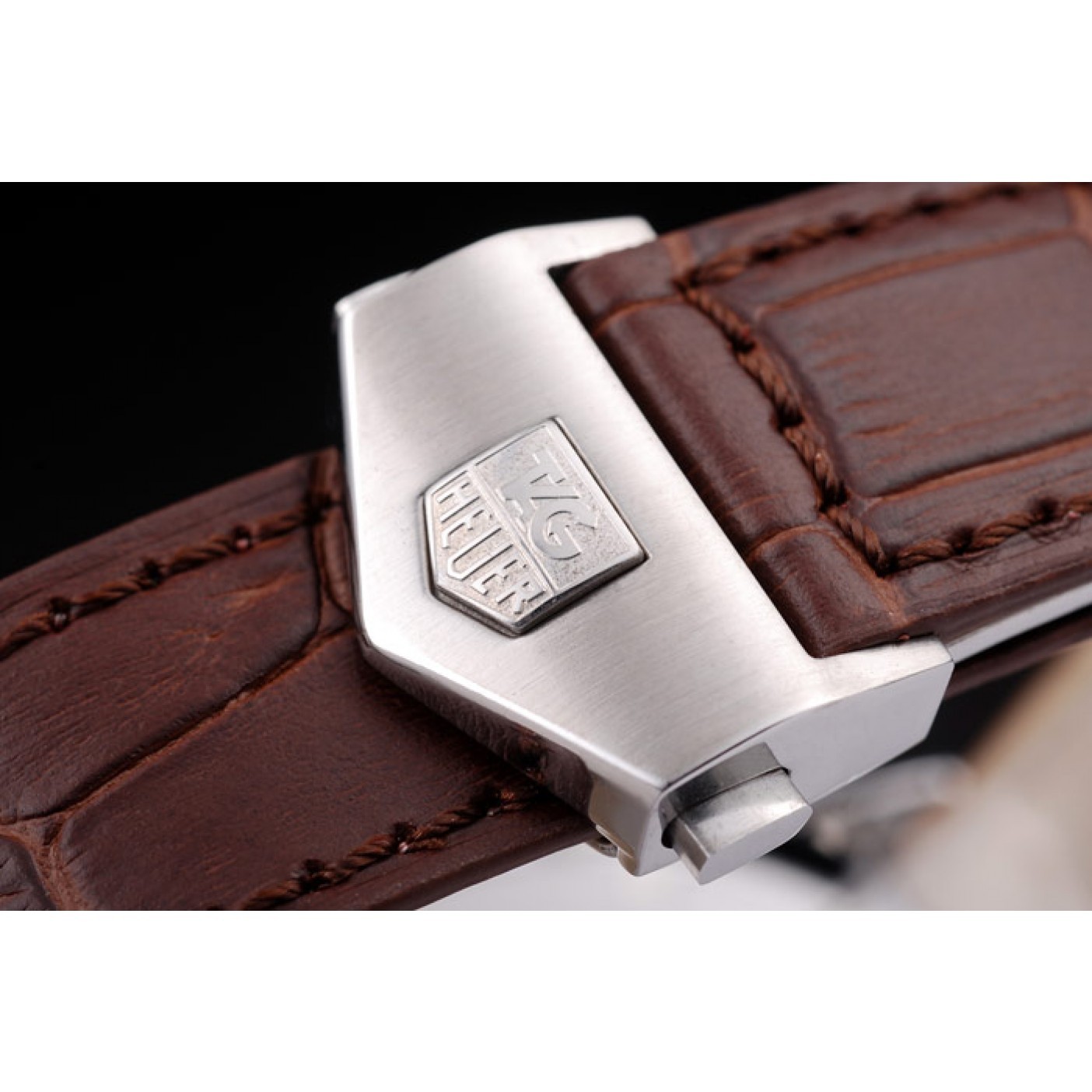 MiroTime Tag Heuer SLR Brushed Stainless Steel Case Silver Dial Brown Leather Strap