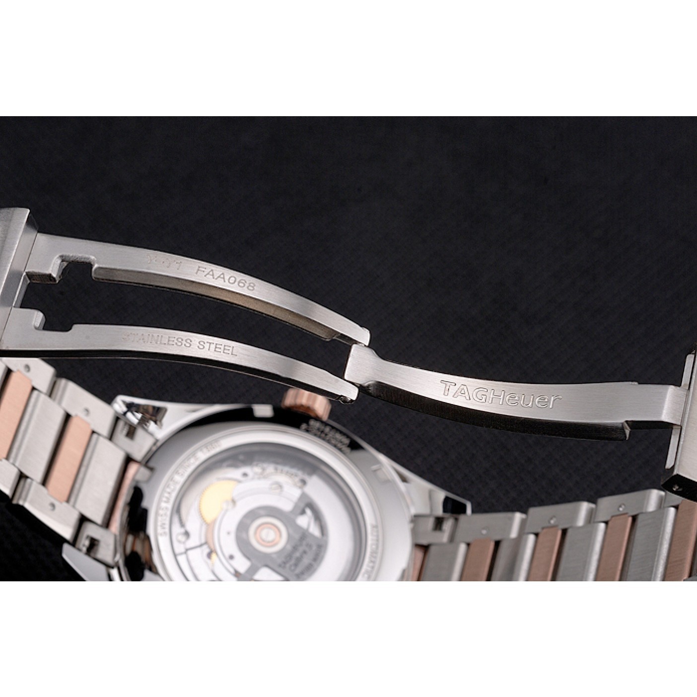 MiroTime Swiss Tag Heuer Carrera Calibre 5 White Dial Rose Gold Case Two Tone Bracelet