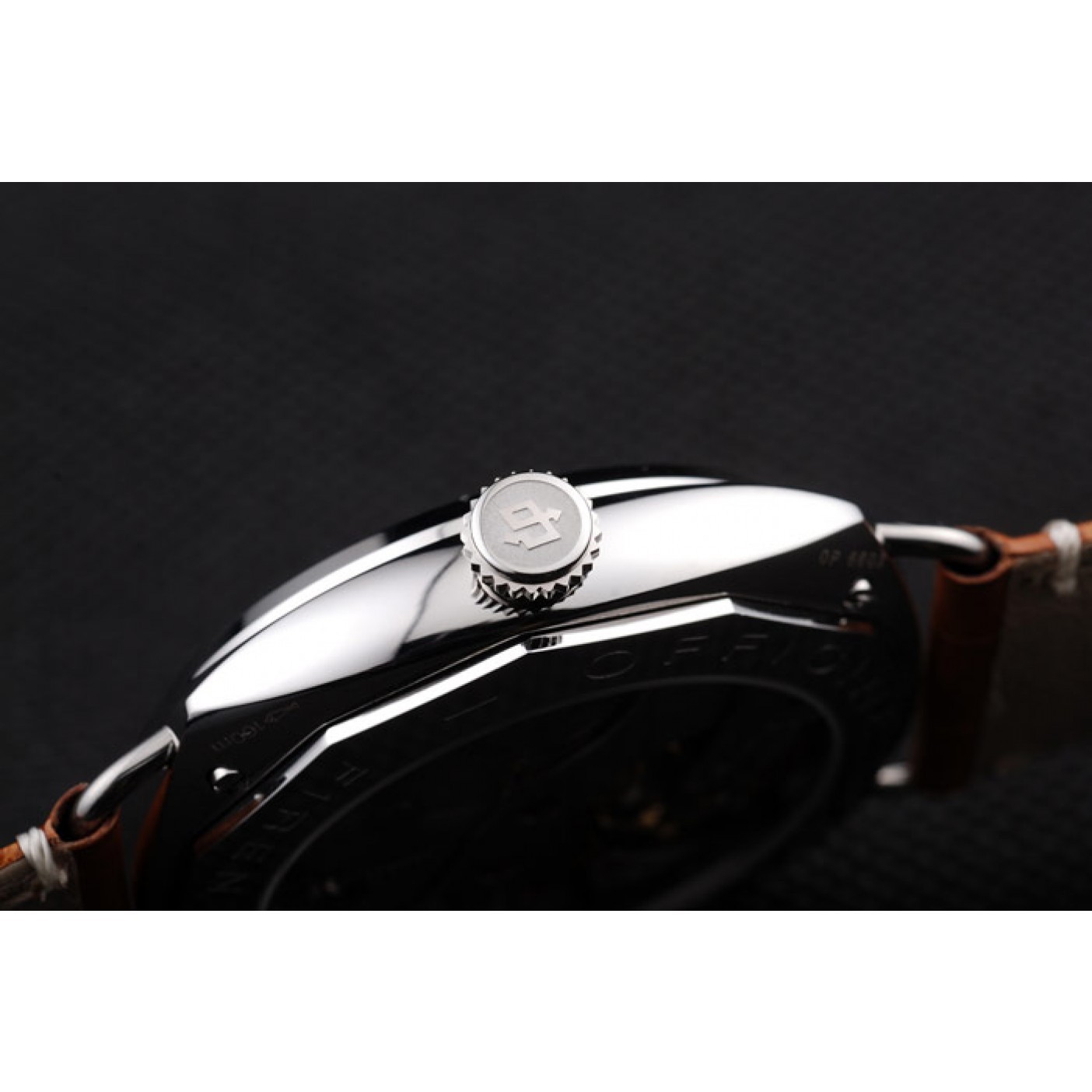 MiroTime Panerai Radiomir Polished Stainless Steel Case Black Dial Brown Leather Strap 98141