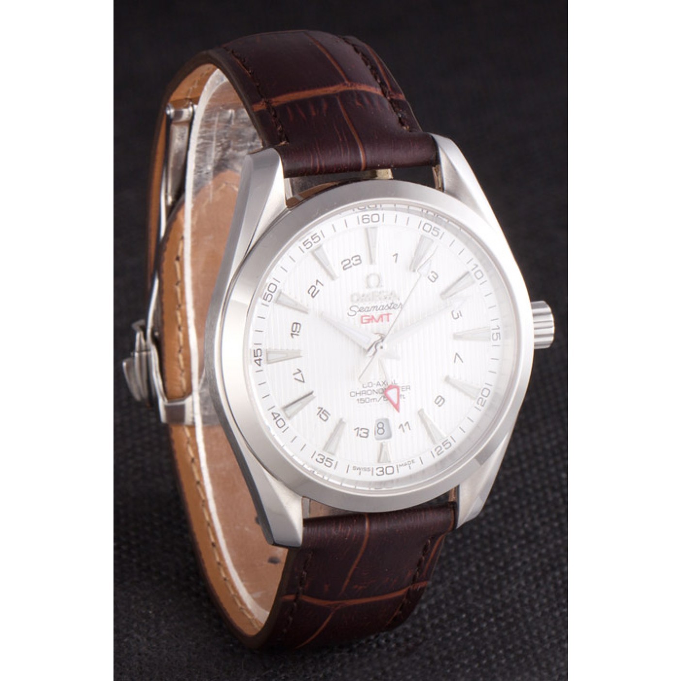 MiroTime Omega Seamaster Silver Bezel with White Dial and Brown Leather Band 621573