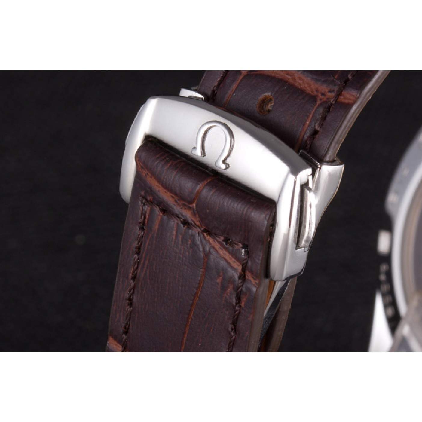 MiroTime Omega Seamaster Silver Bezel with White Dial and Brown Leather Band 621573