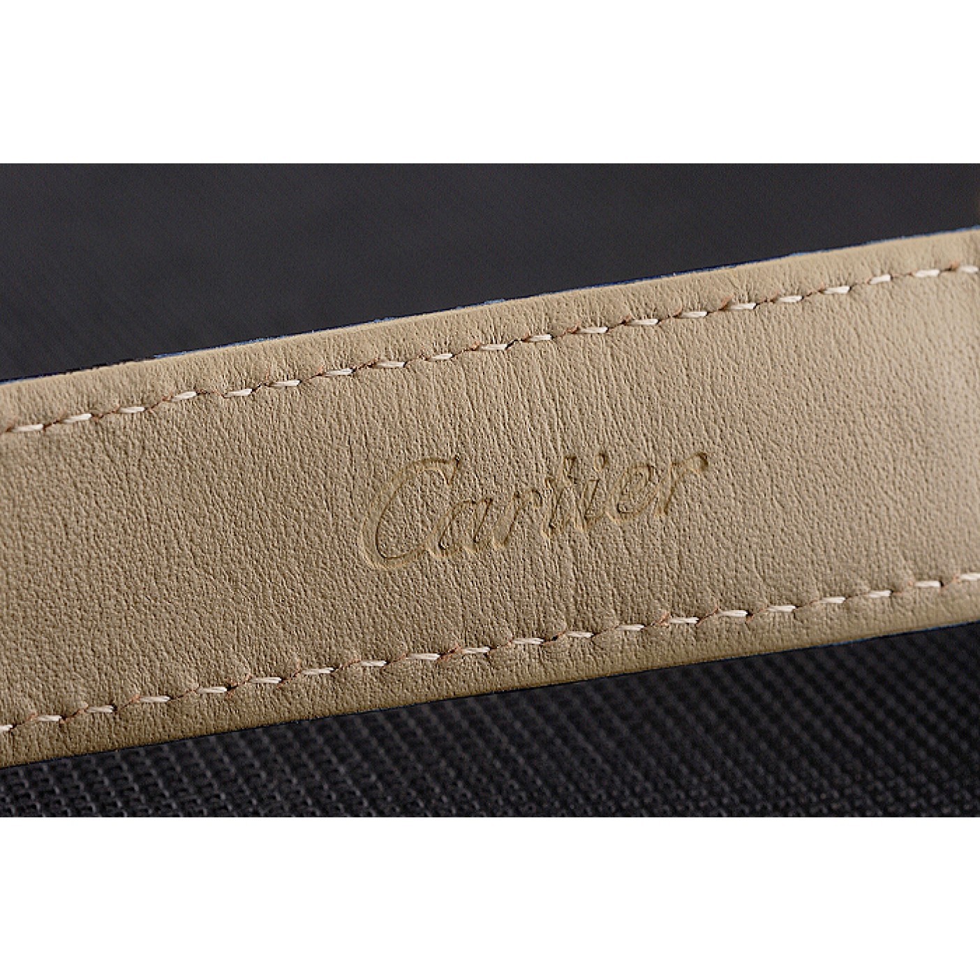 MiroTime Cartier Ronde Solo Blue Dial Diamond Hour Marks Rose Gold Case Blue Leather Strap