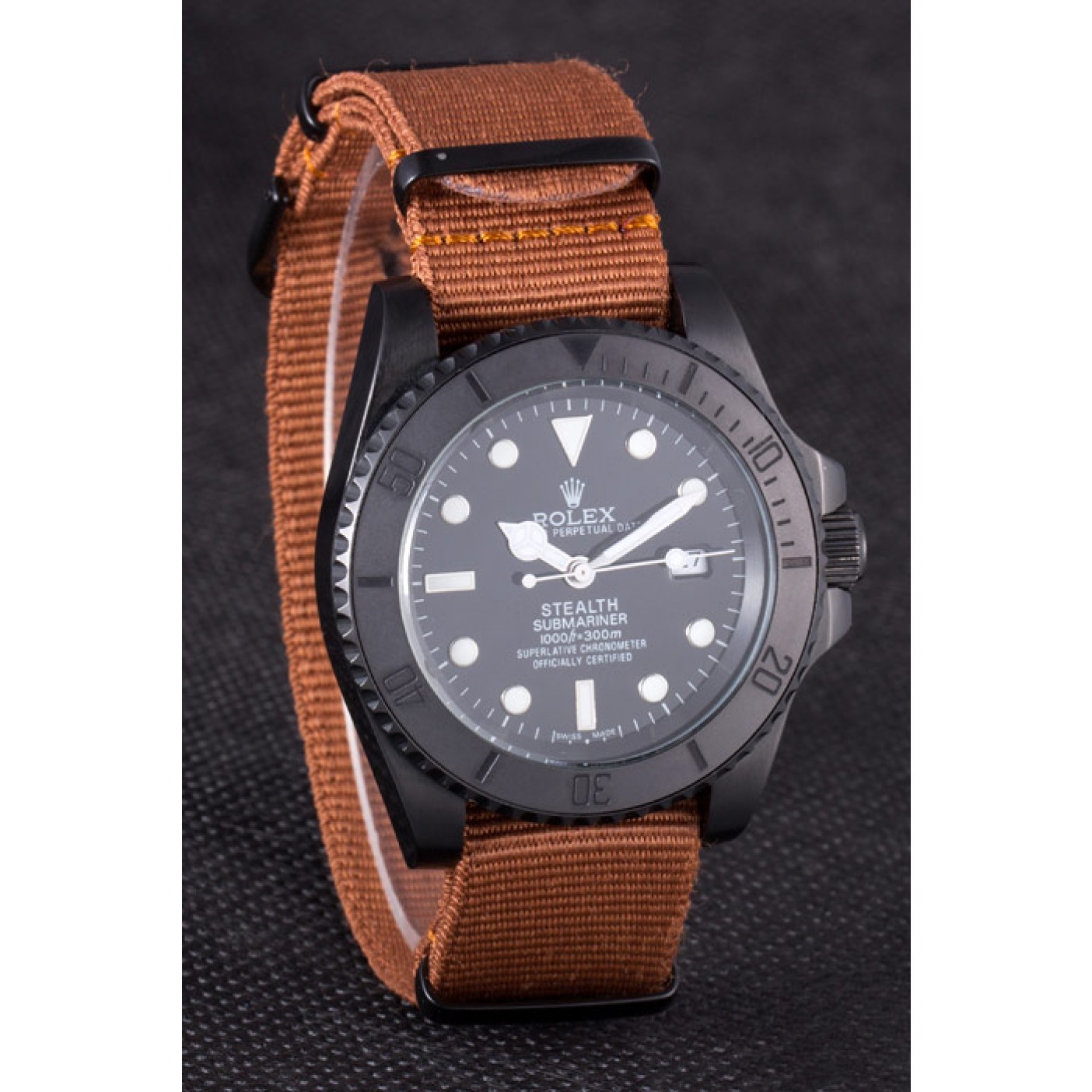 MiroTime Rolex Submariner STEALTH MK IV Brown Fabric Band rl426 621388