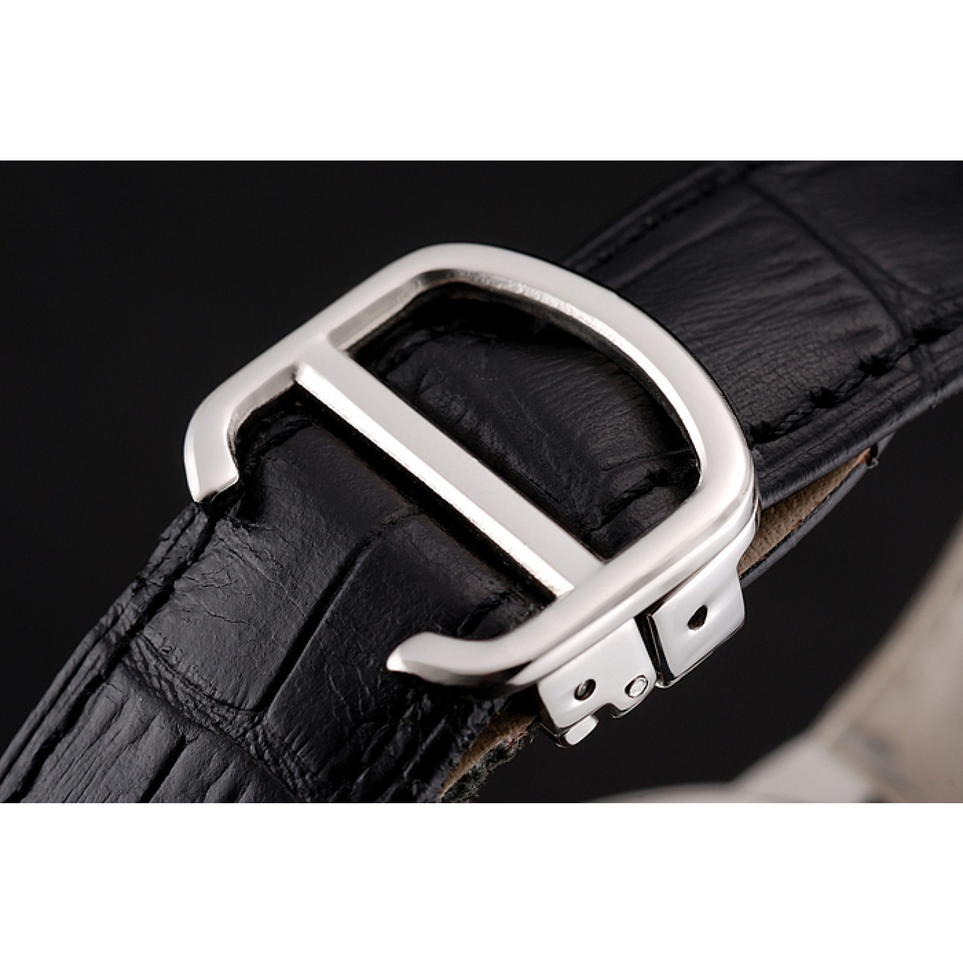 MiroTime Swiss Cartier Ballon Bleu 46 MM Diamond Dial Diamond Case Black Leather Bracelet 1453894