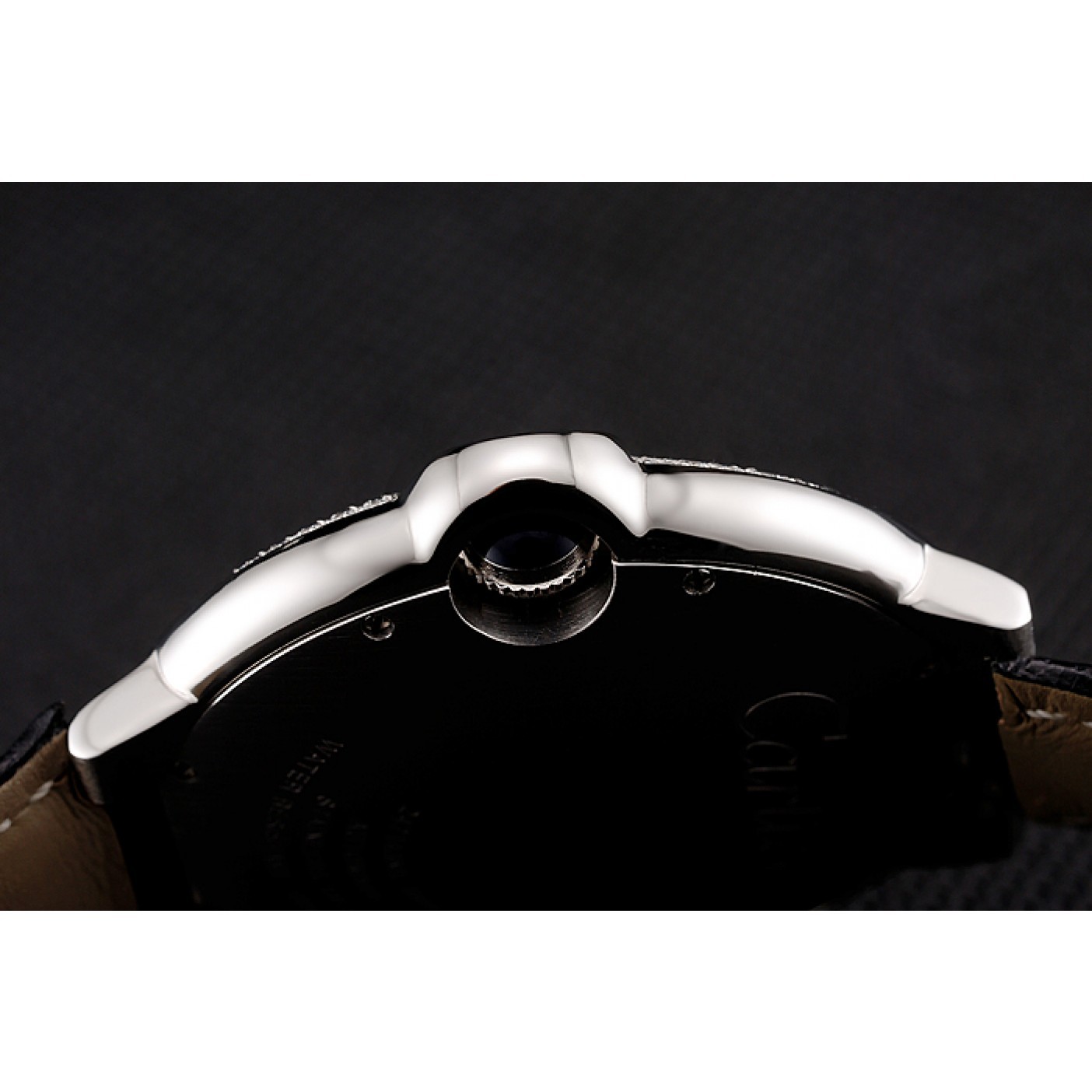MiroTime Swiss Cartier Ballon Bleu 46 MM Diamond Dial Diamond Case Black Leather Bracelet 1453894