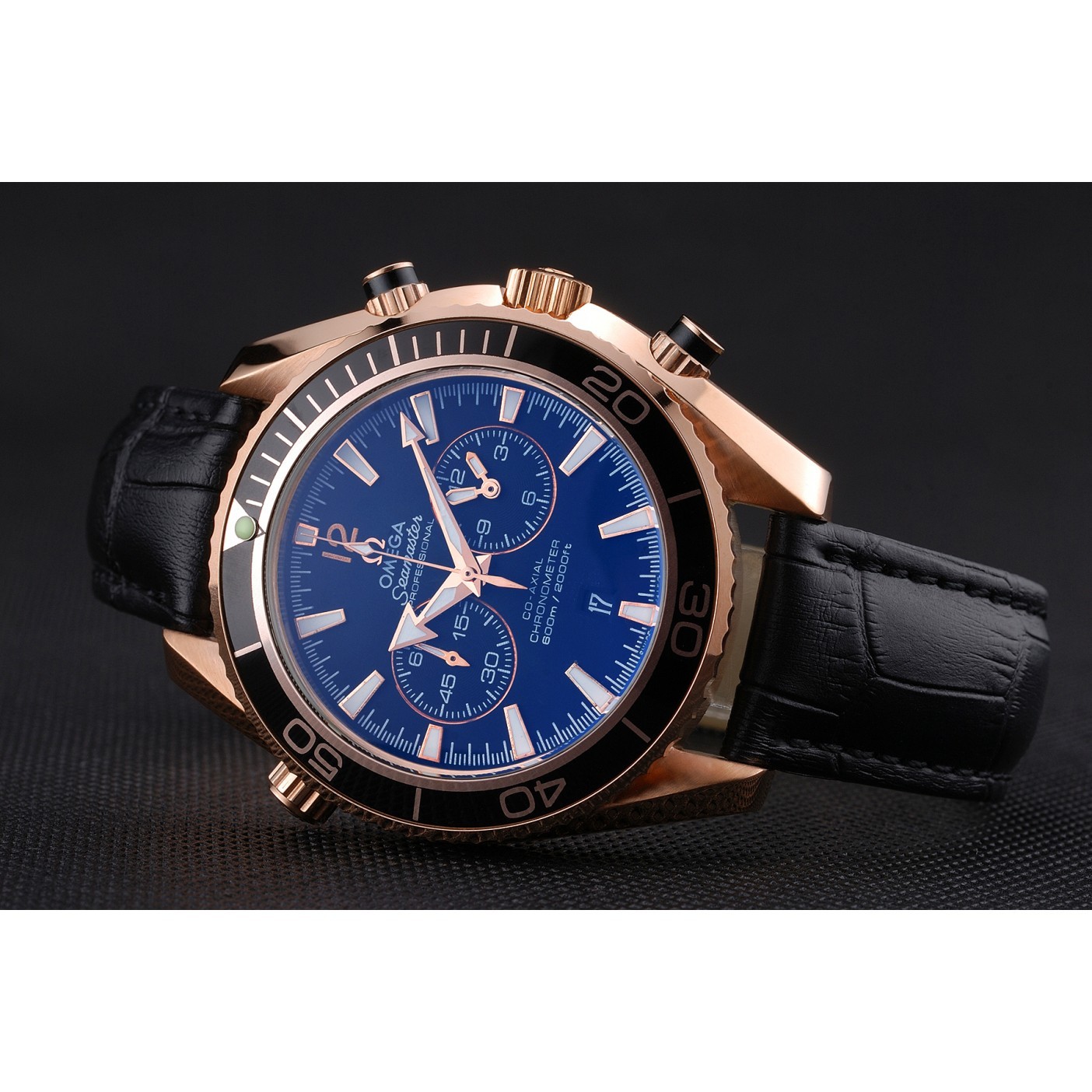 MiroTime Omega Seamaster Planet Ocean Chronograph Ceragold Black Dial 622391