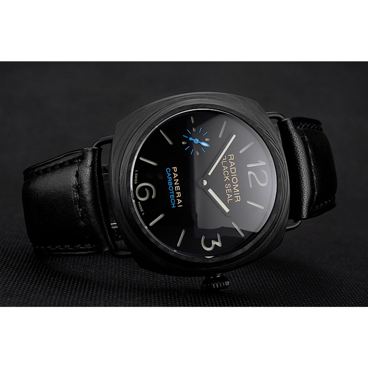 MiroTime Swiss Panerai Radiomir Black Seal Carbotech Black Dial Black Case Black Leather Strap