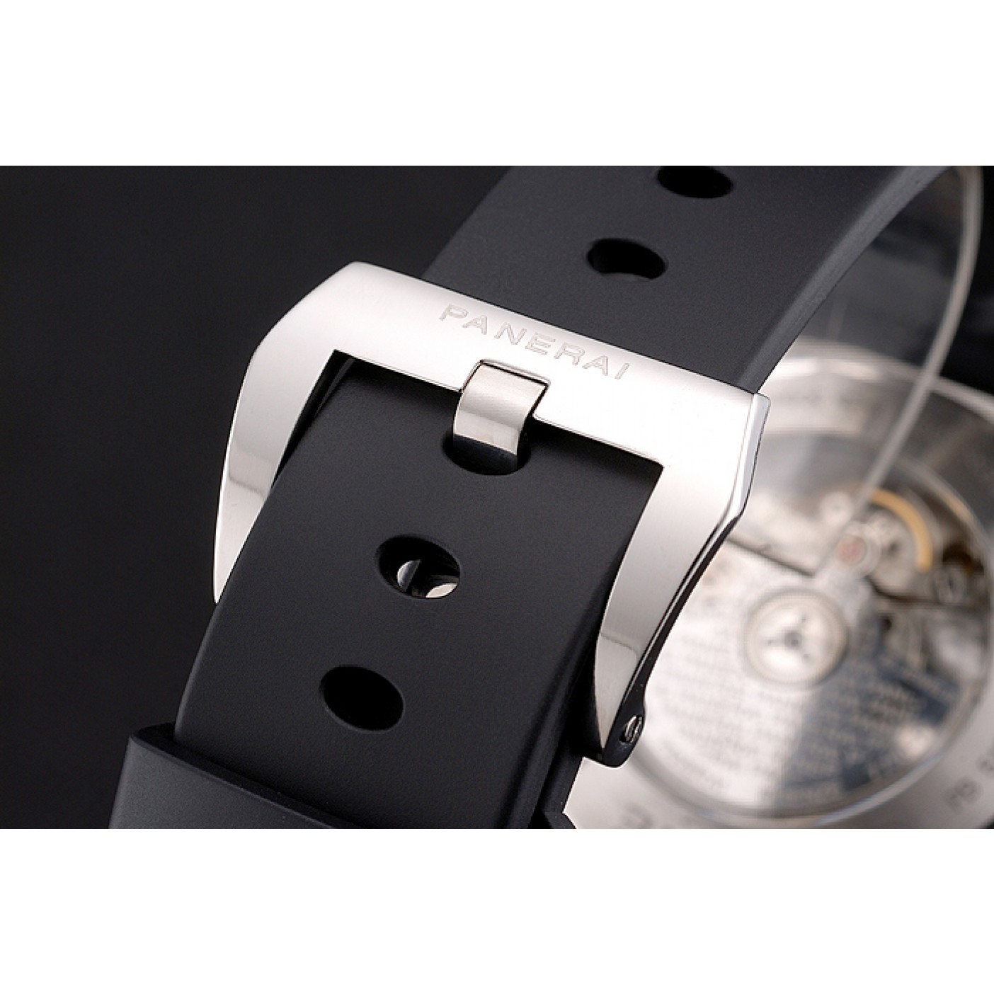 MiroTime Panerai Luminor Power Reserve Black Hobnail Pattern Dial Stainless Stel Case Black Rubber Strap