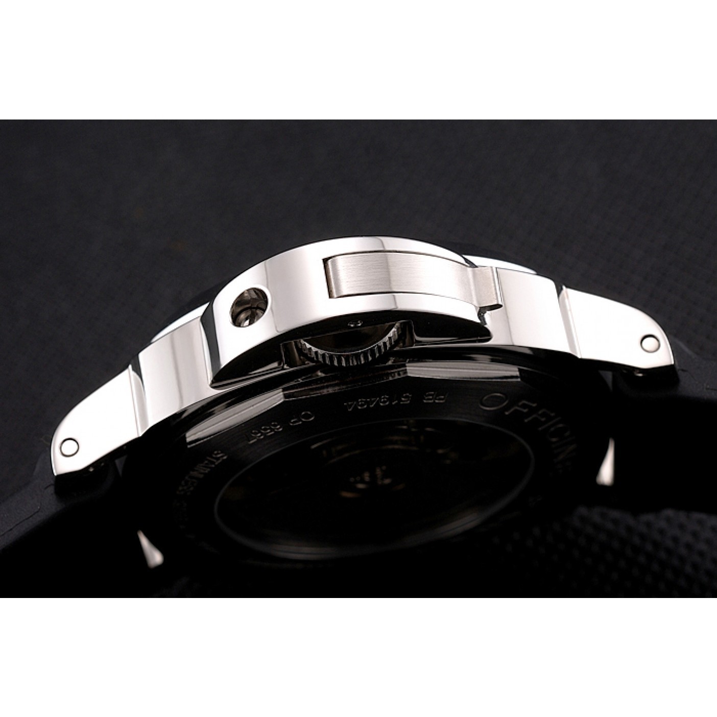 MiroTime Panerai Luminor Power Reserve Black Hobnail Pattern Dial Stainless Stel Case Black Rubber Strap