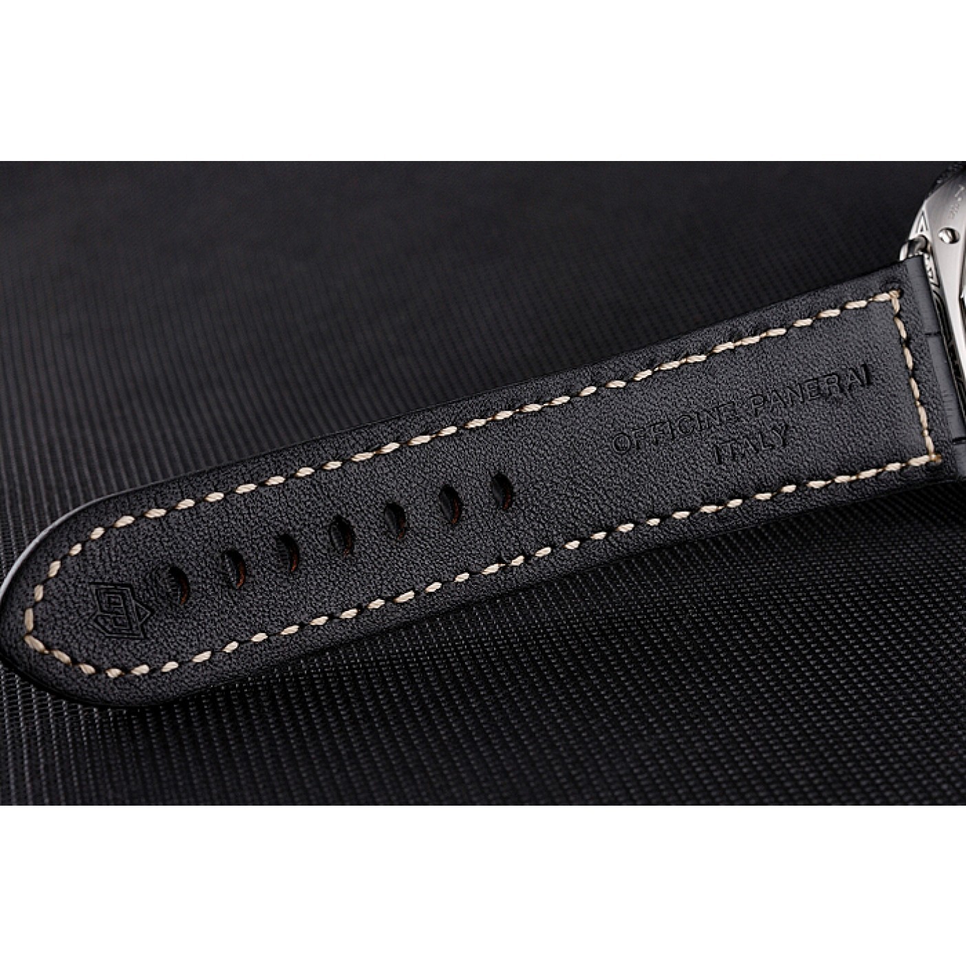 MiroTime Panerai Radiomir Firenze PAM604 Black Dial Roman Numerals Engraved Stainless Steel Case Black Leather Strap