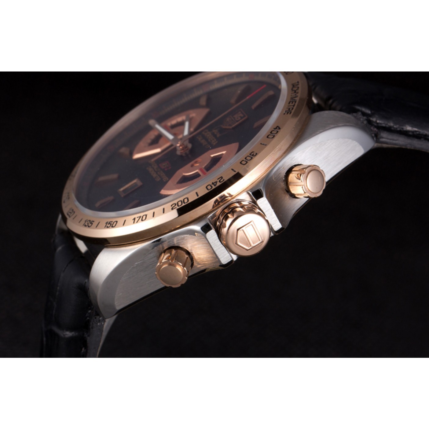 MiroTime Tag Heuer Carrera Stainless Steel Case Black Dial Black Leather Strap