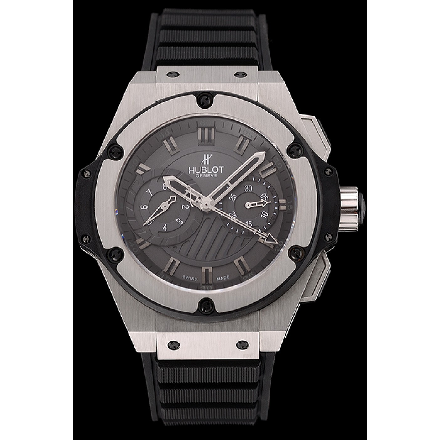 MiroTime Swiss Hublot King Power Stainless Steel with Rubber Band shb11 621404