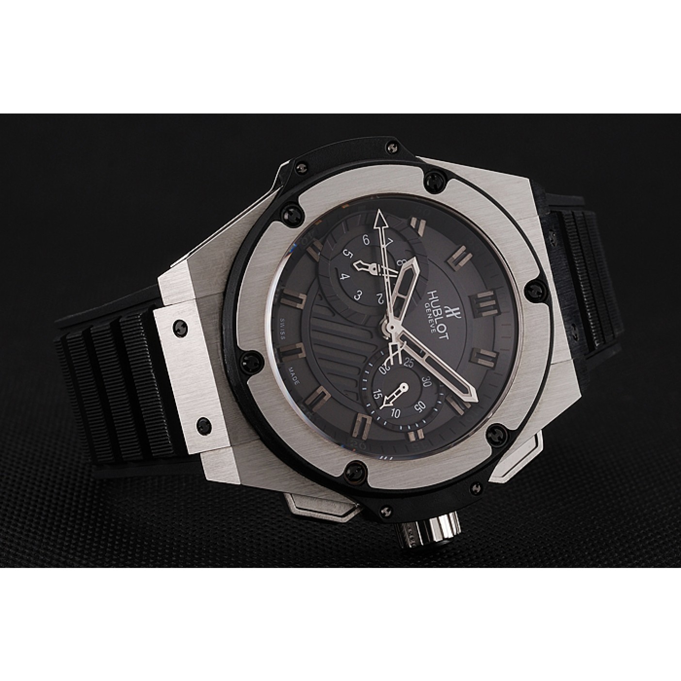 MiroTime Swiss Hublot King Power Stainless Steel with Rubber Band shb11 621404