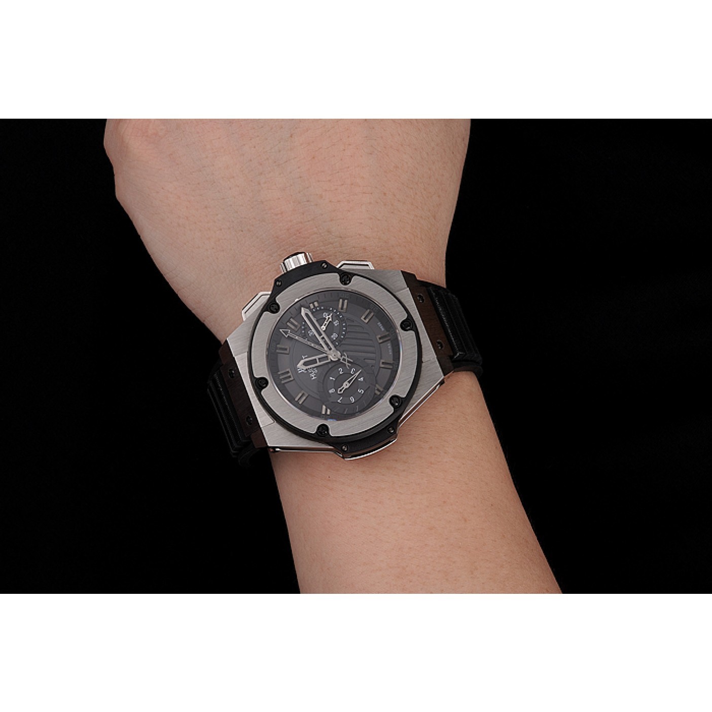 MiroTime Swiss Hublot King Power Stainless Steel with Rubber Band shb11 621404