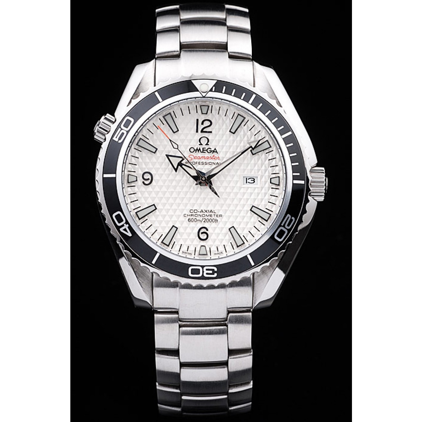 MiroTime Omega Seamaster Planet Ocean Co-axial Black Case White Dial