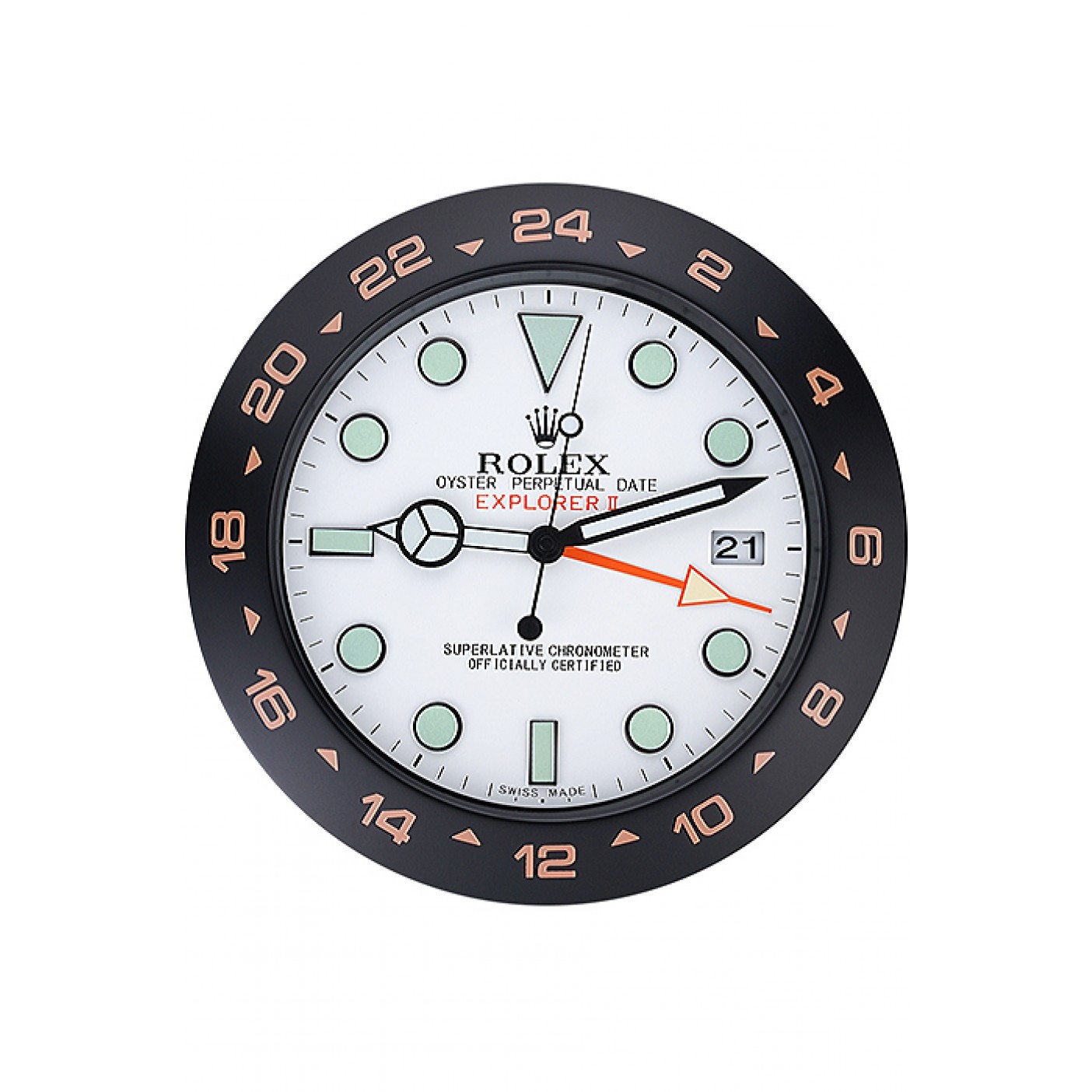 MiroTime Rolex Explorer II Wall Clock Black-Orange 622479