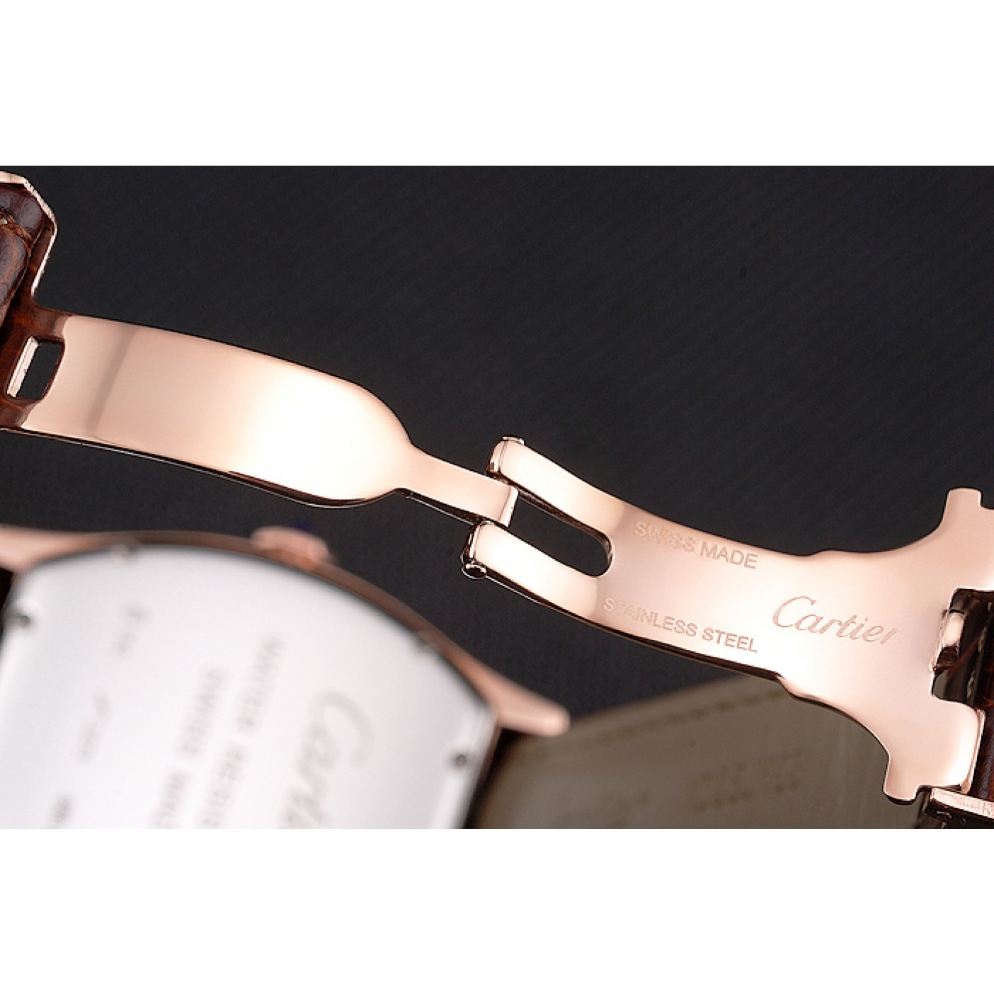 MiroTime Cartier Tortue Large Date White Dial Gold Case Brown Leather Strap