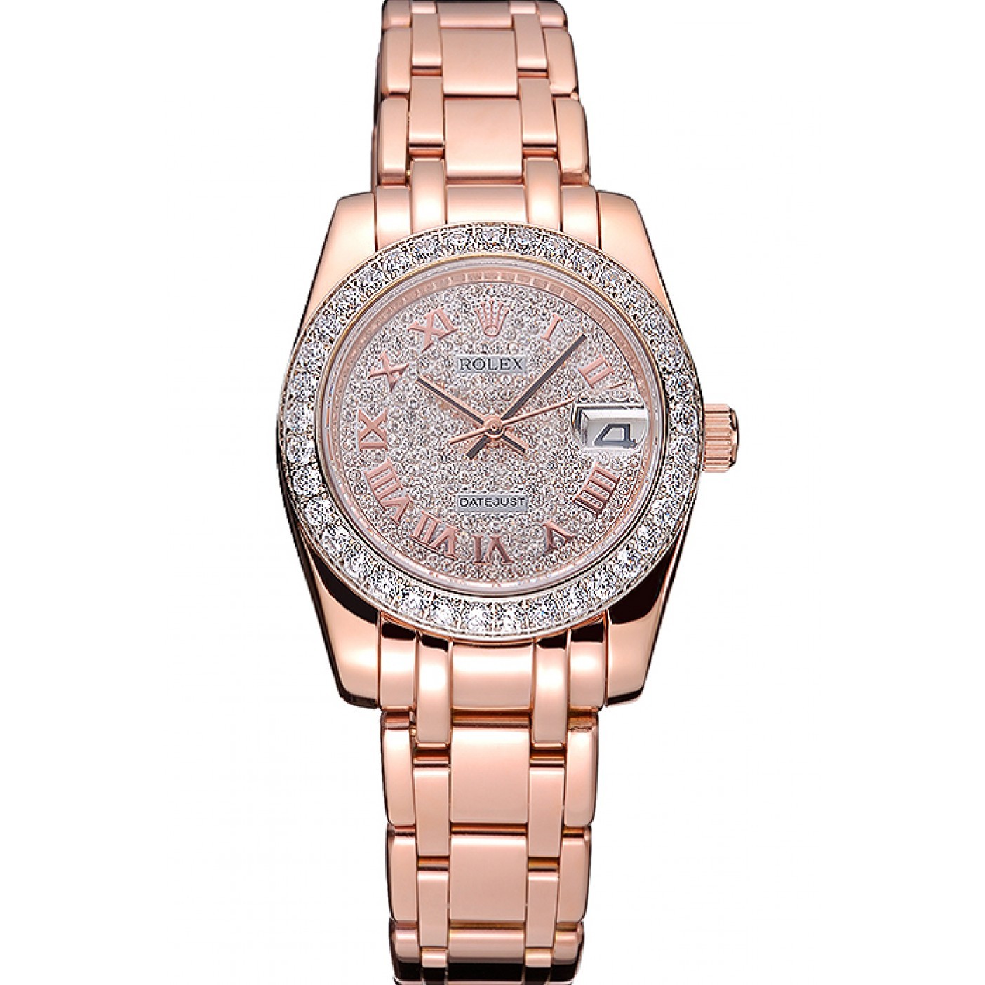 MiroTime Rolex Datejust Diamond Dial And Bezel Pink Gold Case And Bracelet 622836