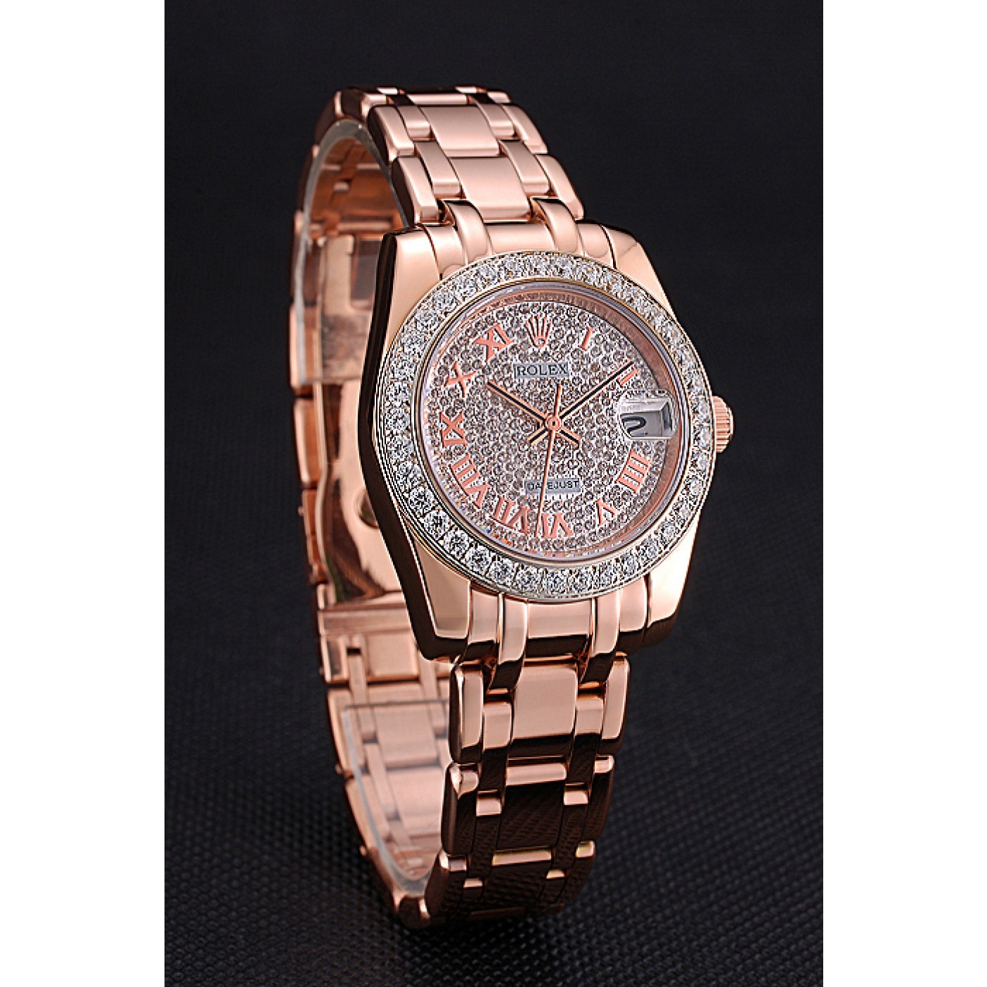 MiroTime Rolex Datejust Diamond Dial And Bezel Pink Gold Case And Bracelet 622836
