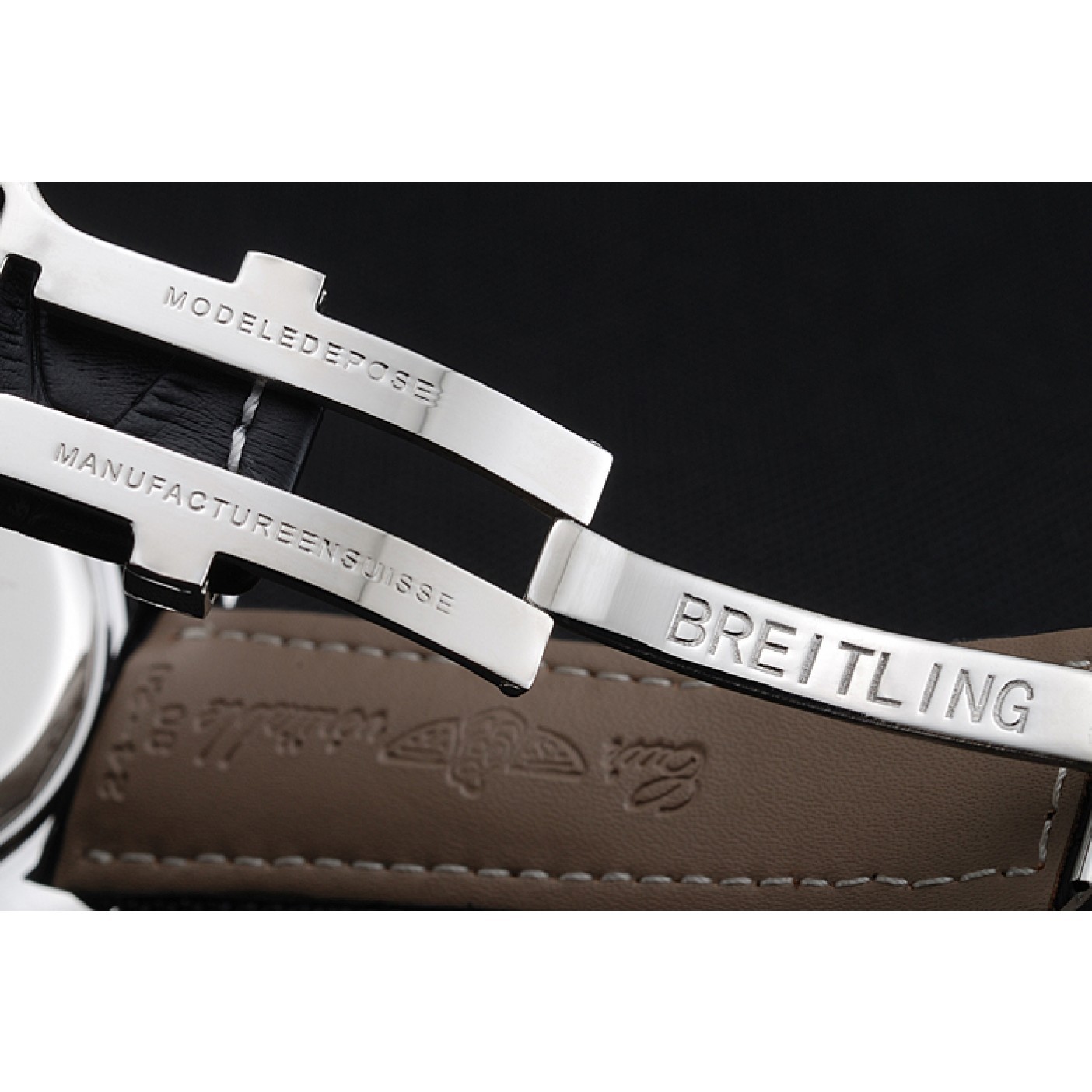 MiroTime Breitling Bentley Chronograph Black Dial Black Leather Strap