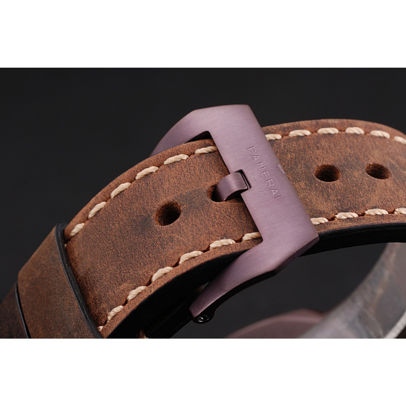 MiroTime Panerai Luminor Submersible Black Dial Brown Case Brown Leather Strap