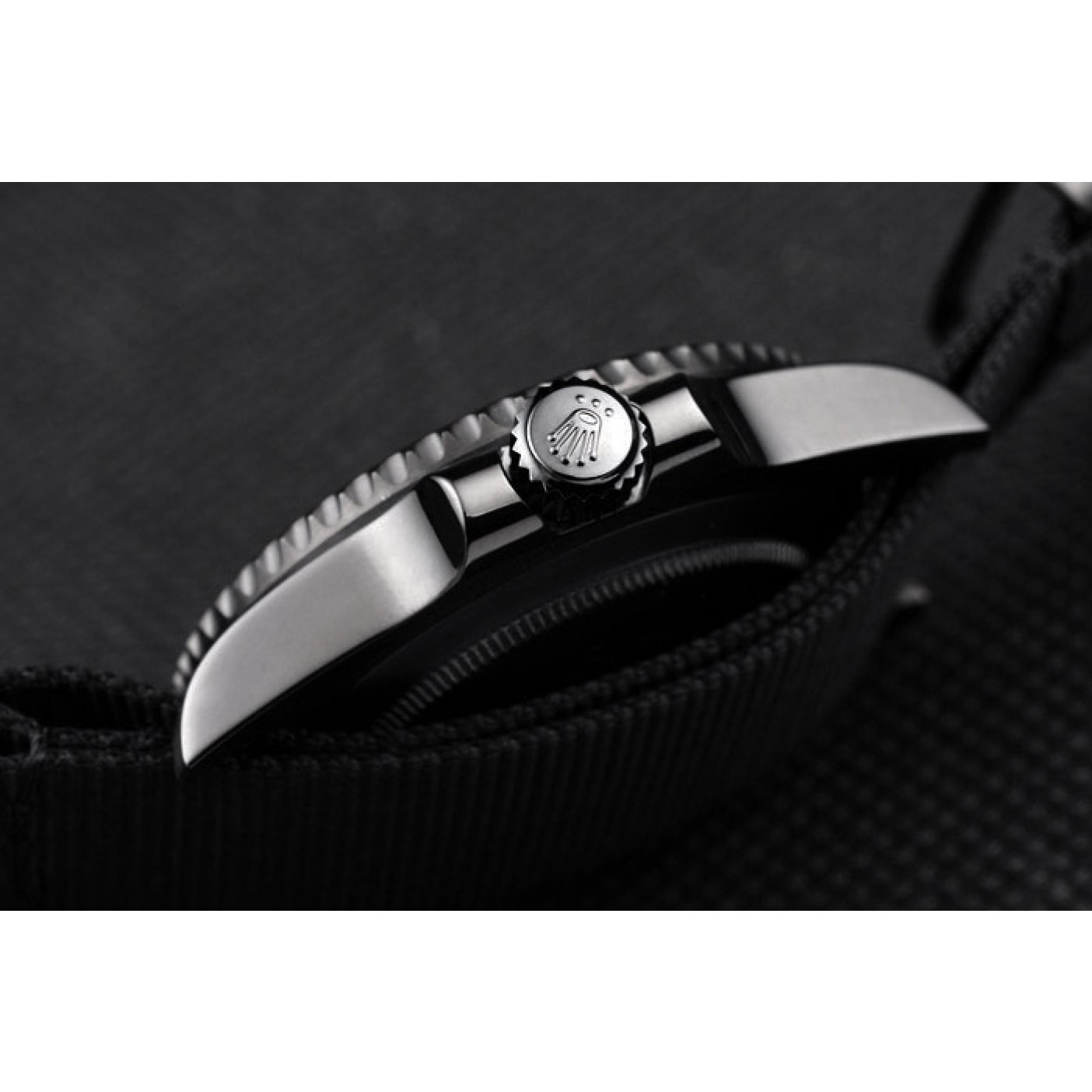 MiroTime Rolex Swiss Submariner Pro-Hunter Black Fabric Strap Black Dial