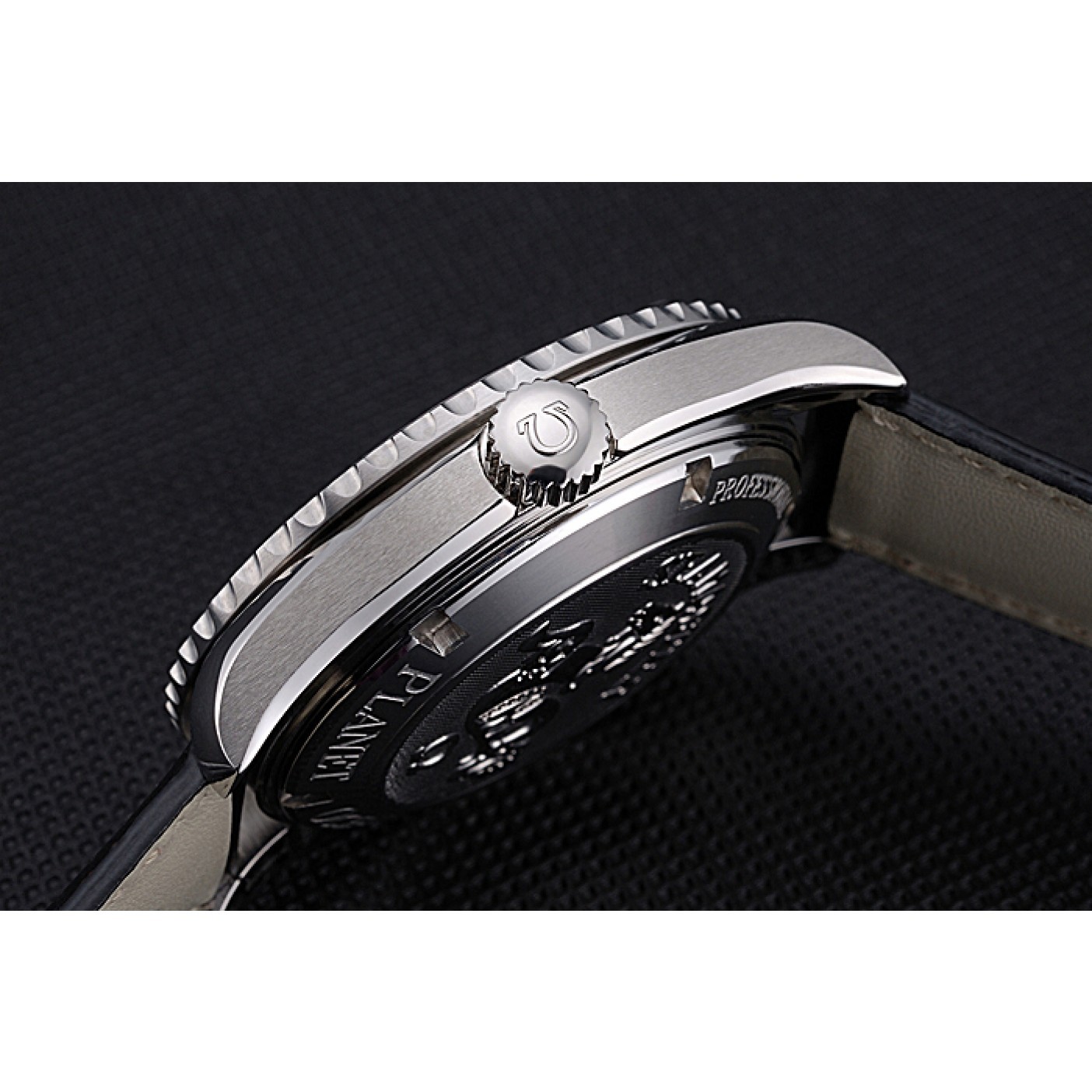 MiroTime Omega Seamaster Planet Ocean GMT Black Dial Black Leather Band 622393