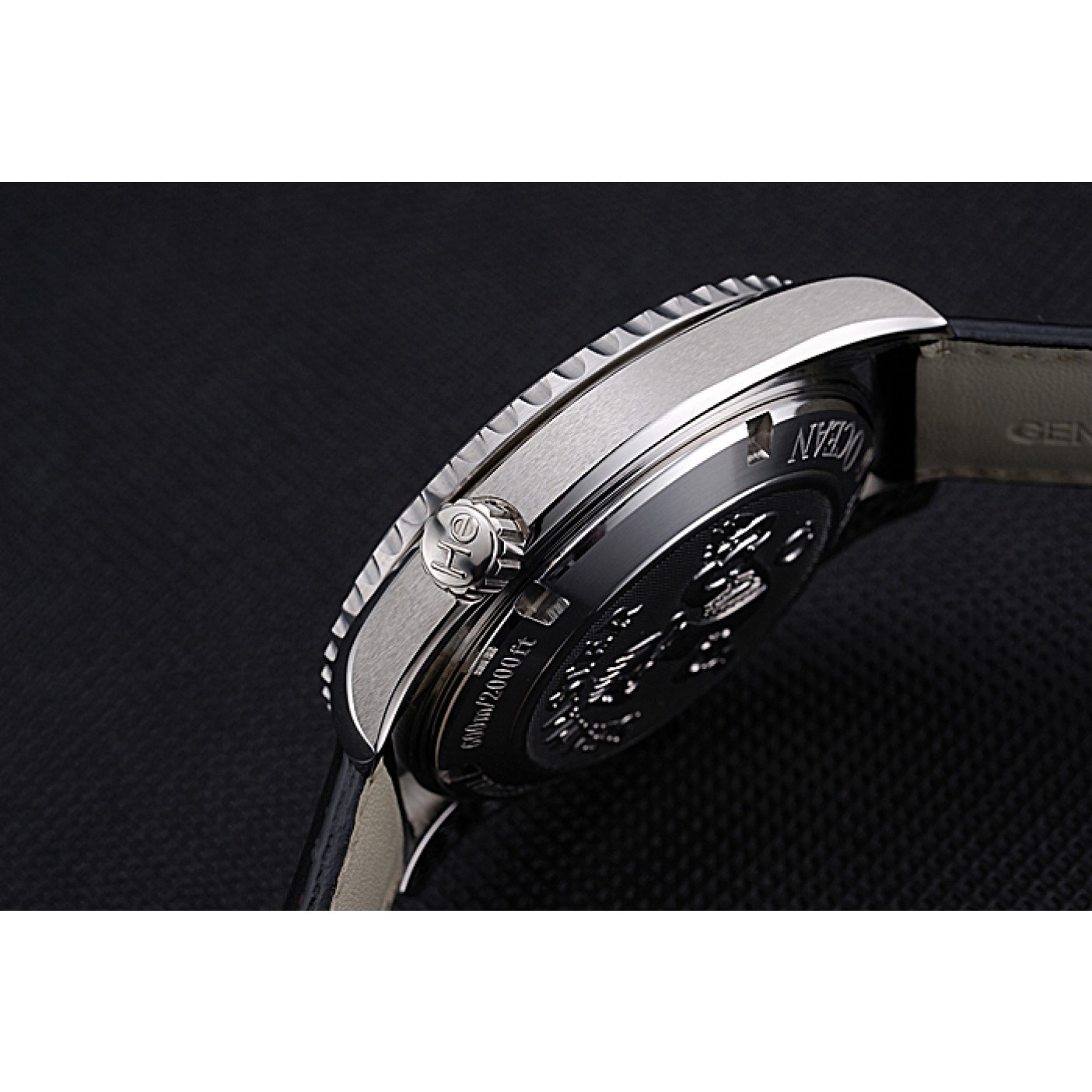 MiroTime Omega Seamaster Planet Ocean GMT Black Dial Black Leather Band 622393