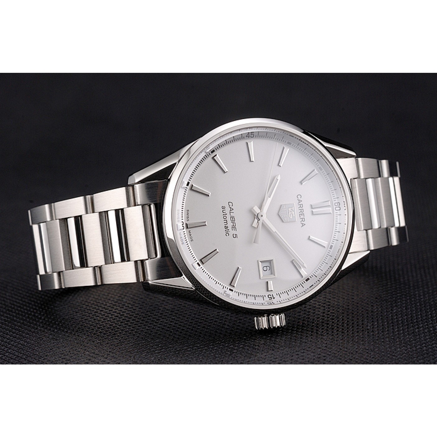 MiroTime Swiss Tag Heuer Carrera Calibre 5 Silver Dial Stainless Steel Case And Bracelet