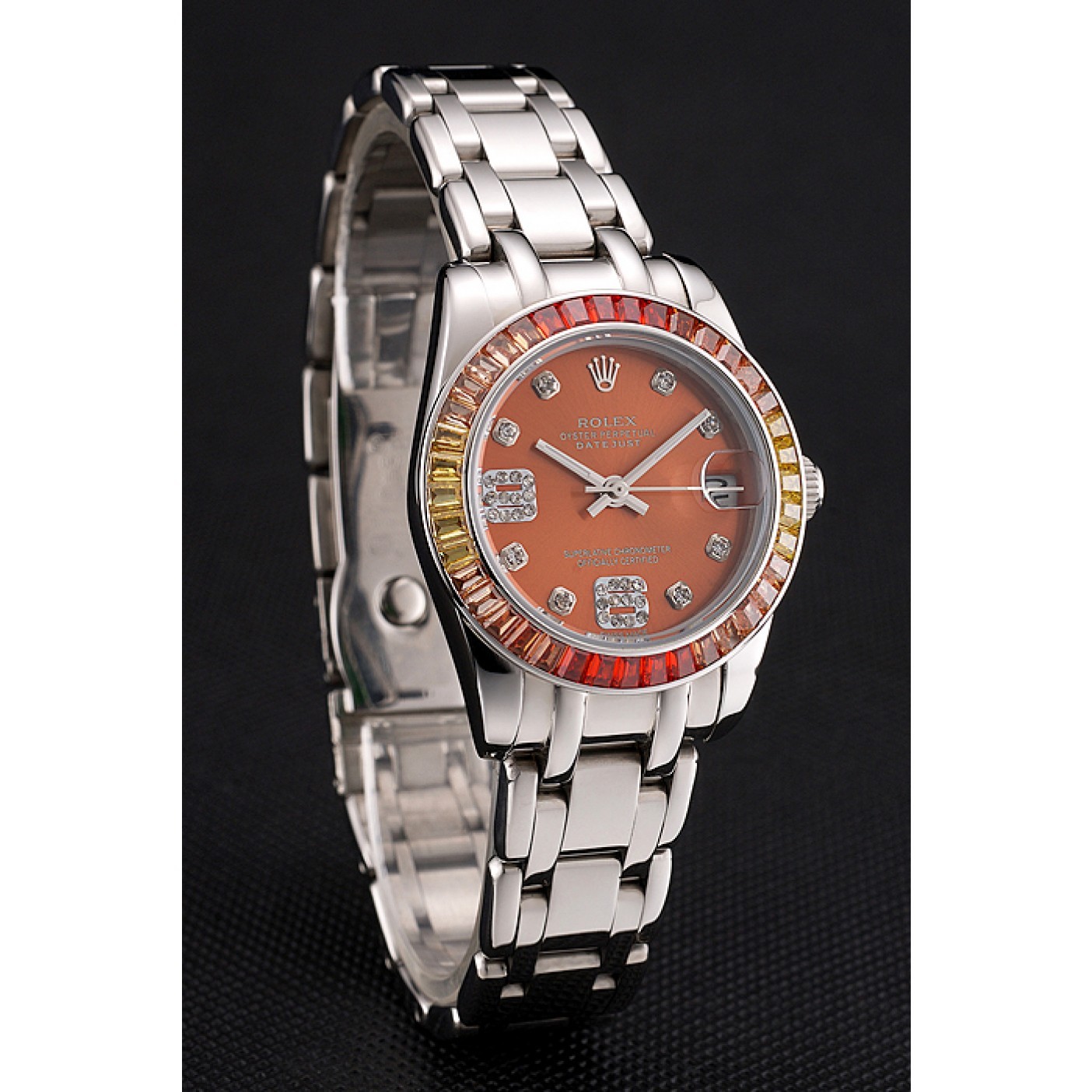 MiroTime Rolex Datejust Pearlmaster 39 Cognac Dial Stainless Steel Case And Bracelet