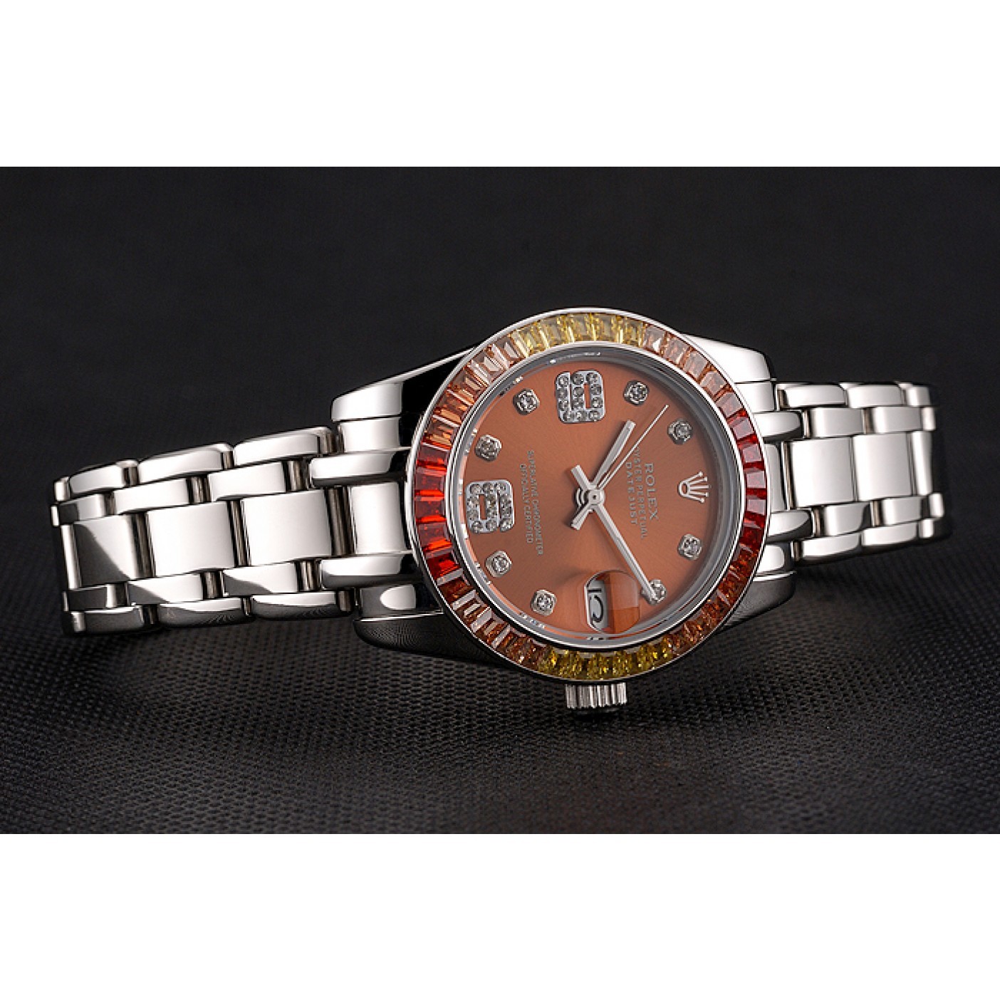 MiroTime Rolex Datejust Pearlmaster 39 Cognac Dial Stainless Steel Case And Bracelet
