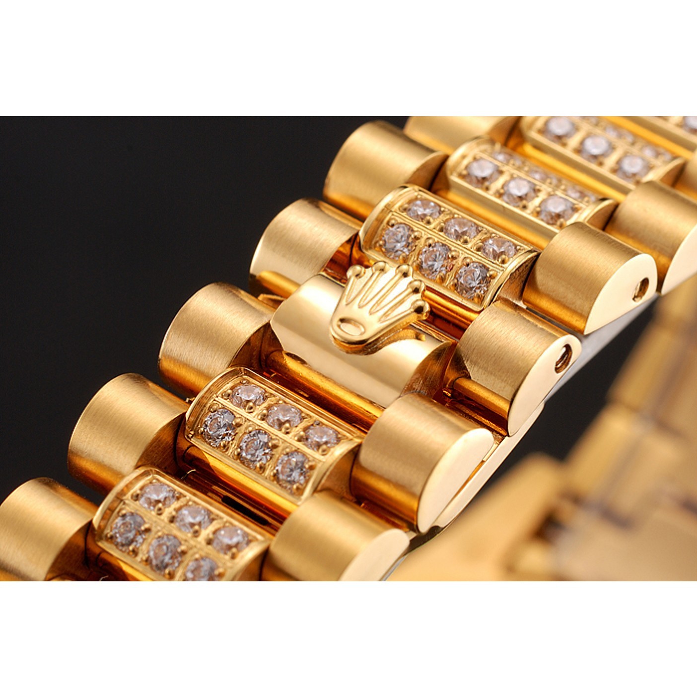 MiroTime Swiss Rolex Day-Date Diamond Pave Dial Gold Diamond Bracelet 1453956