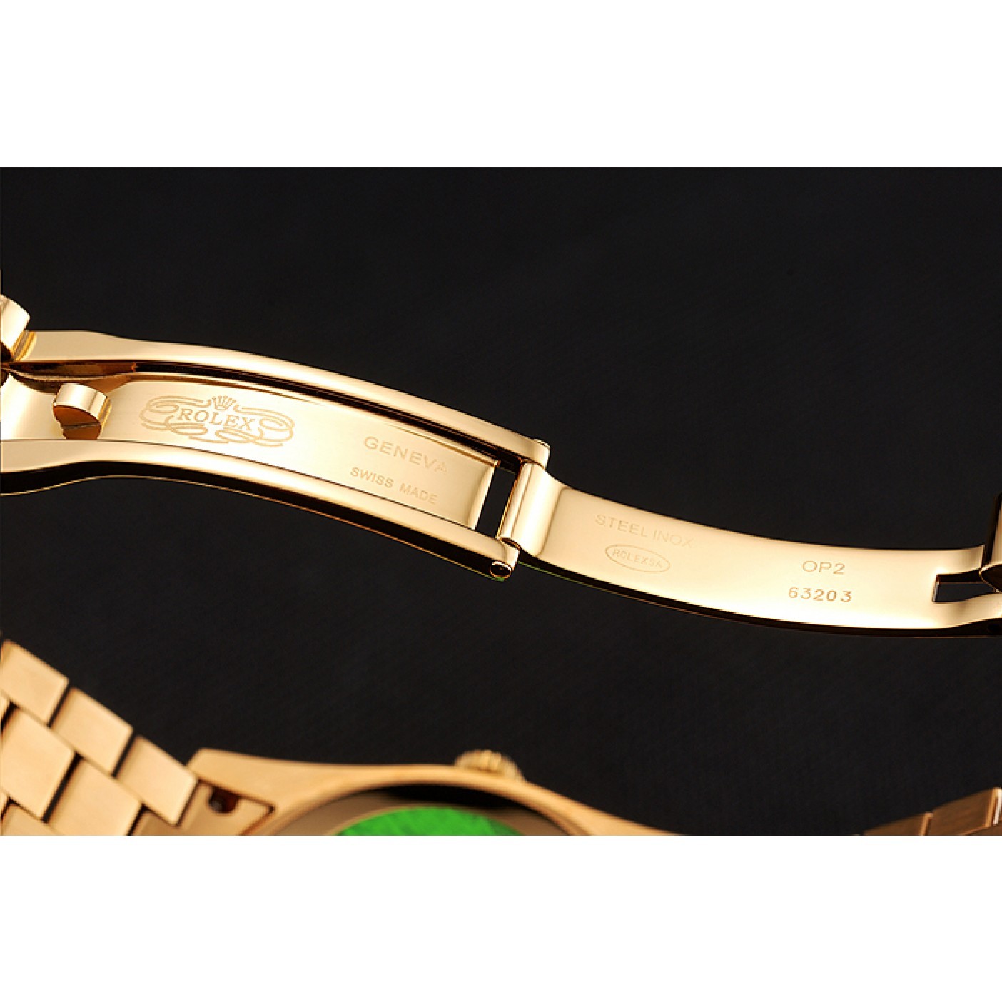 MiroTime Swiss Rolex Day-Date Diamond Pave Dial Gold Diamond Bracelet 1453956