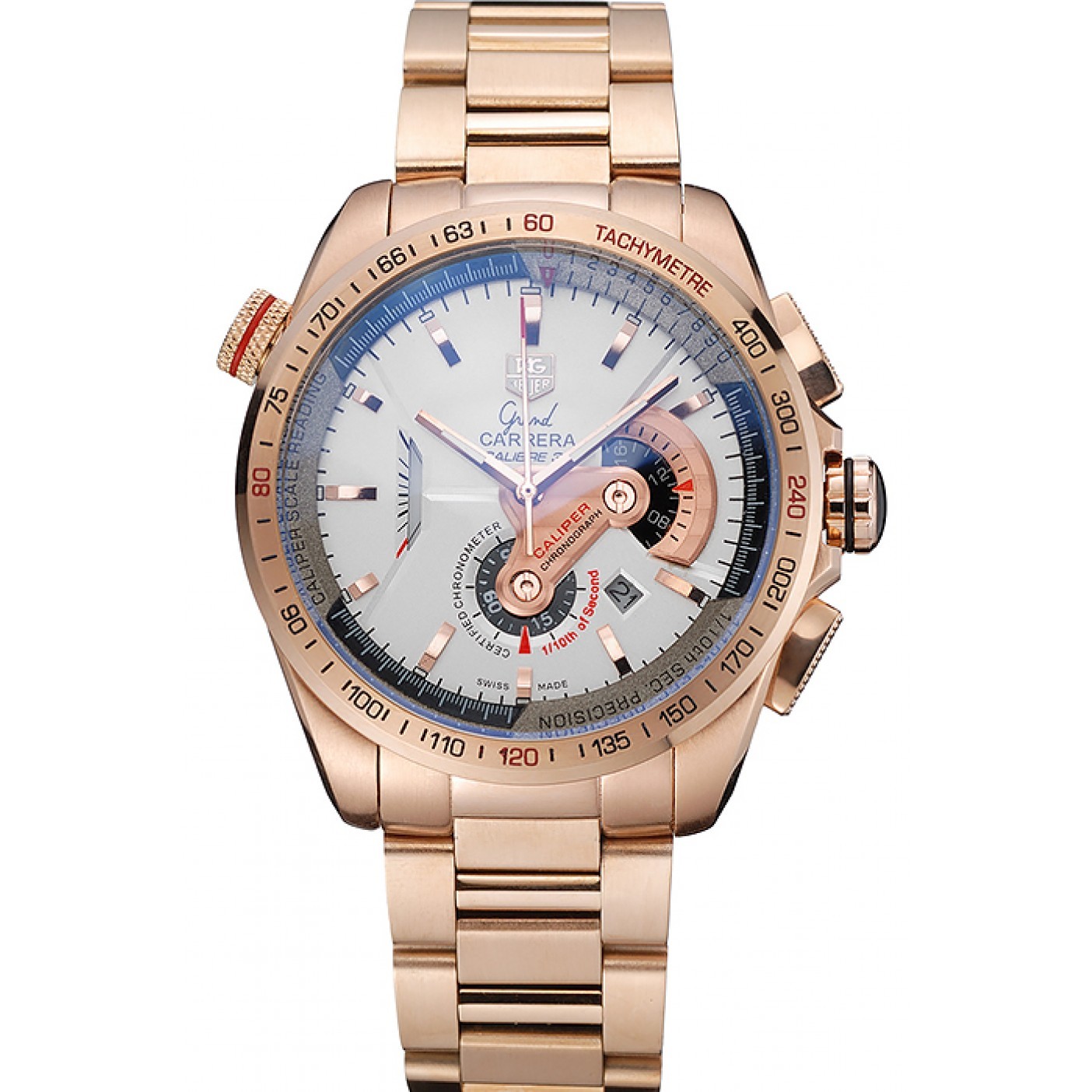 MiroTime Tag Heuer Carrera Rose Gold Case White Dial