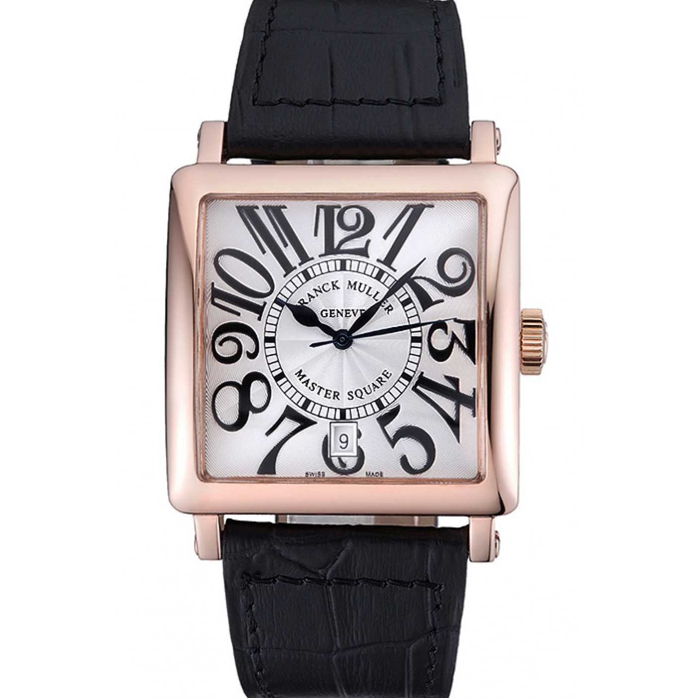 MiroTime Franck Muller Master Square White Dial Gold Case Black Leather Band 622354