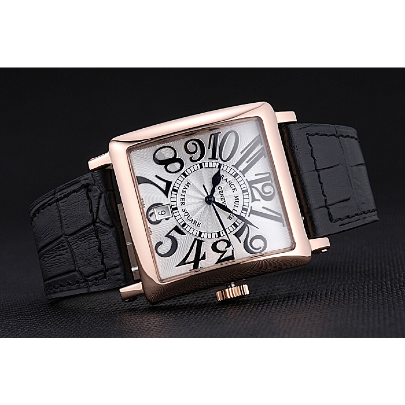 MiroTime Franck Muller Master Square White Dial Gold Case Black Leather Band 622354