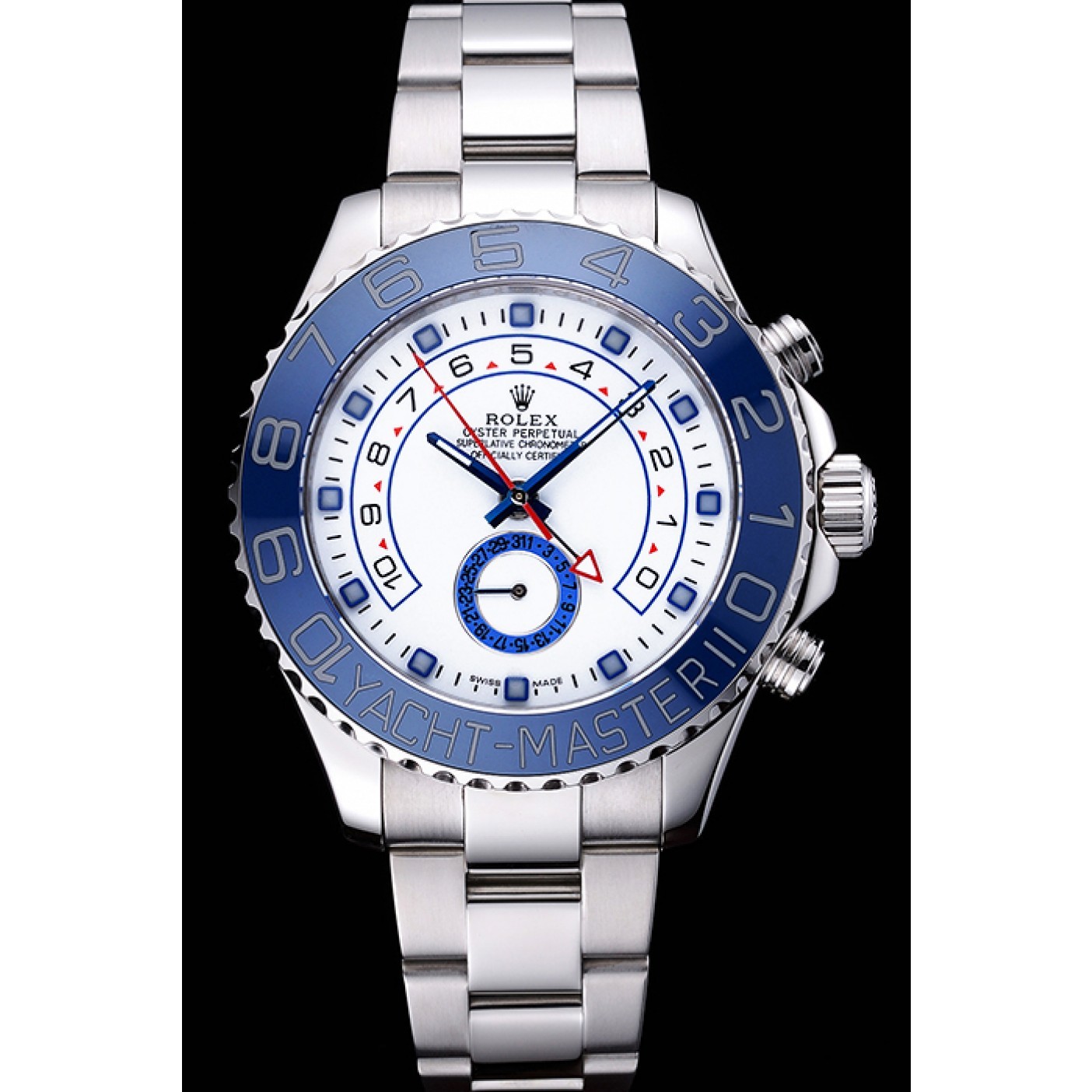 MiroTime Rolex Yacht Master II White Dial Blue Bezel Stainless Steel Bracelet 622269
