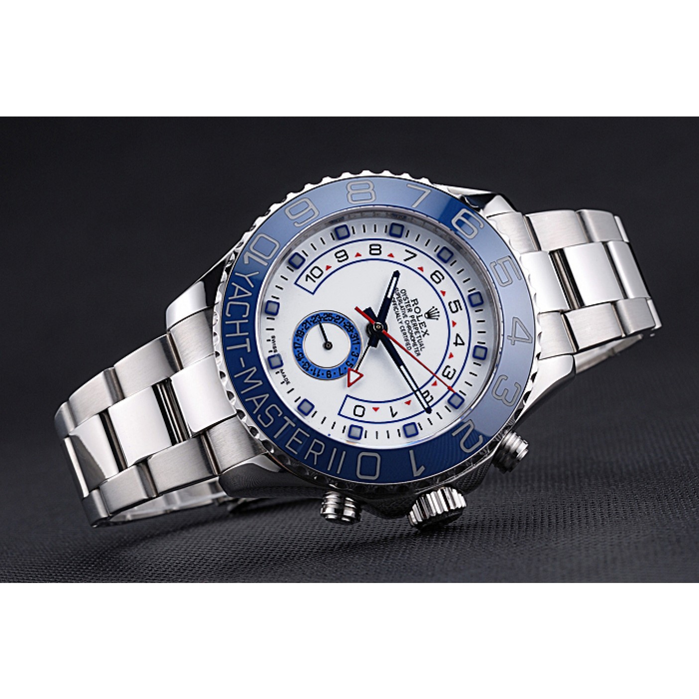 MiroTime Rolex Yacht Master II White Dial Blue Bezel Stainless Steel Bracelet 622269